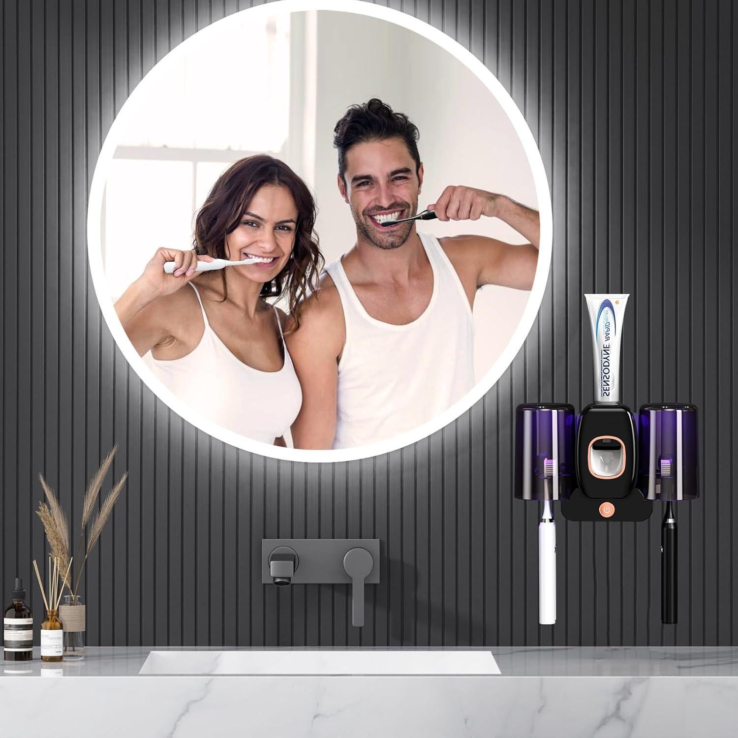 Soporte para Cepillos de Dientes Wekity Negro con Dispensador