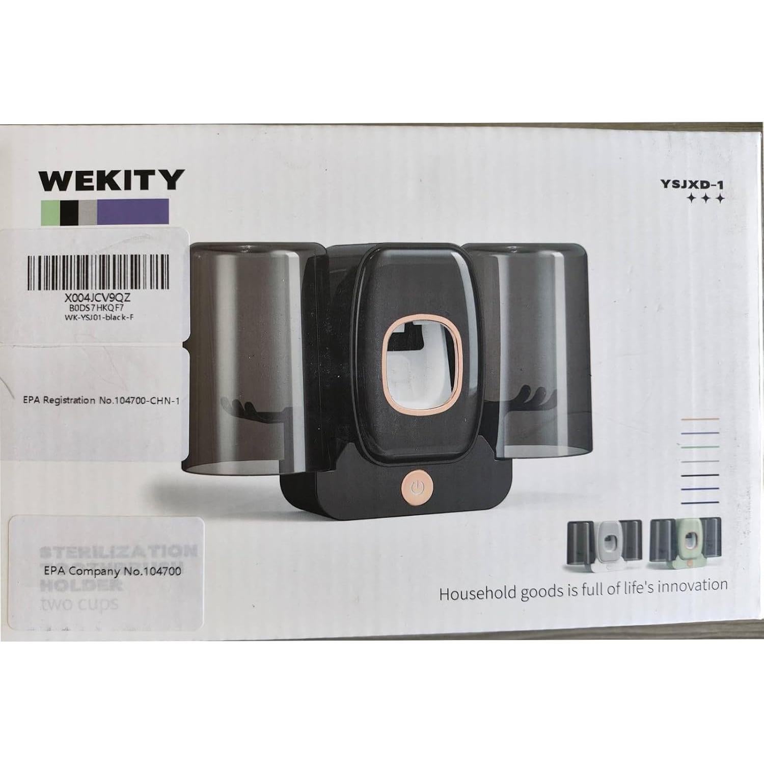 Soporte para Cepillos de Dientes Wekity Negro con Dispensador