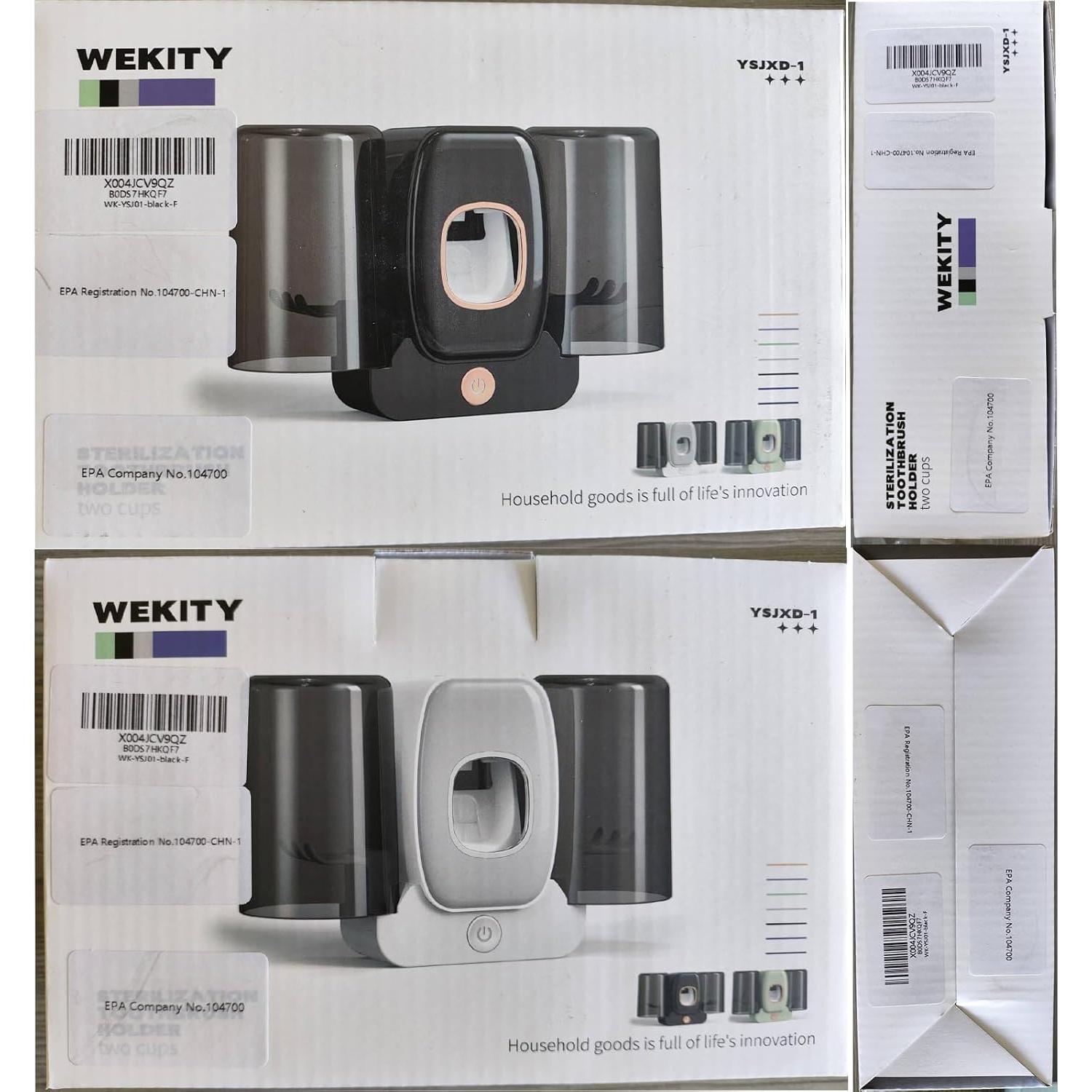 Soporte para Cepillos de Dientes Wekity Negro con Dispensador
