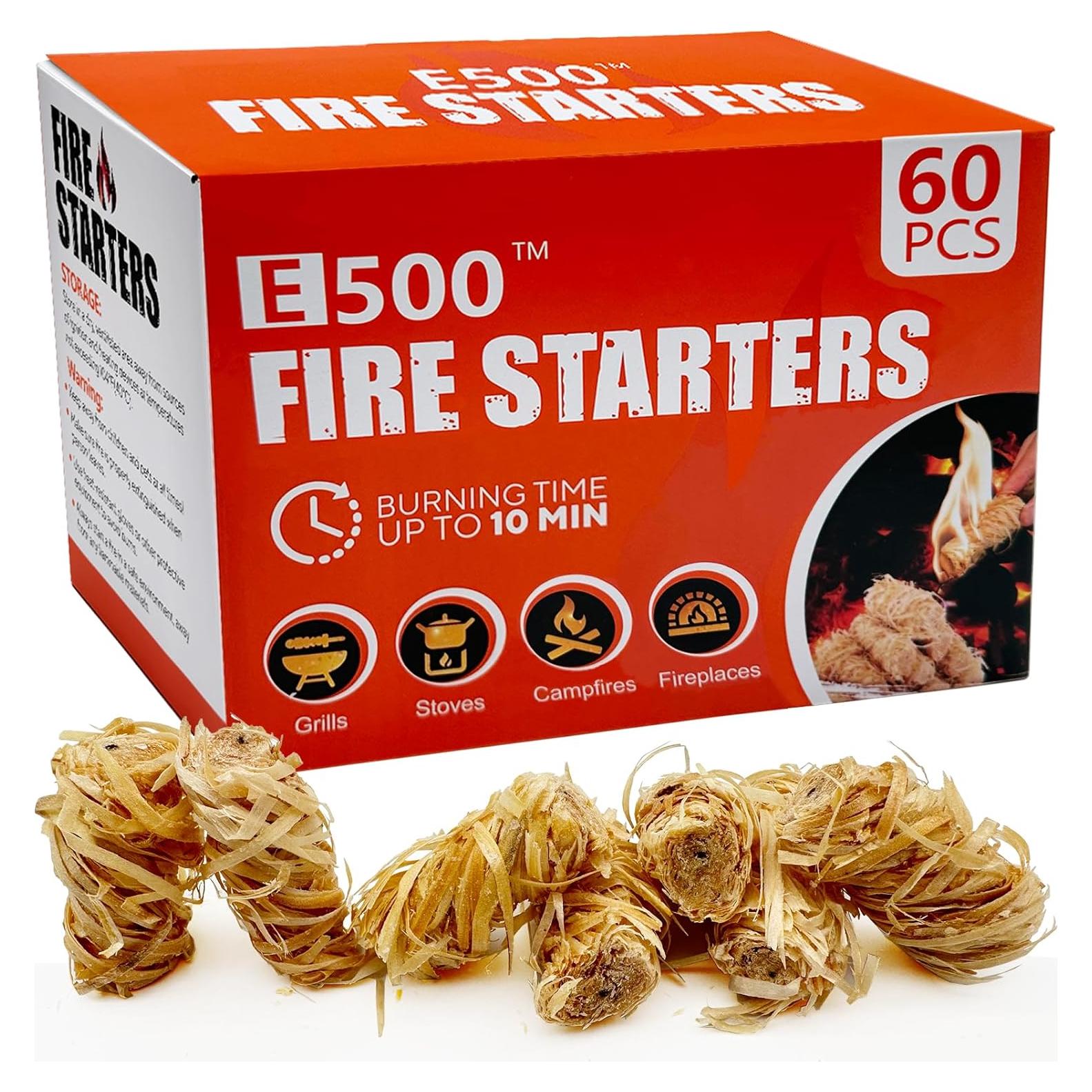 Encendedores Naturales E500 - 60 Piezas de Pino Ecológicos