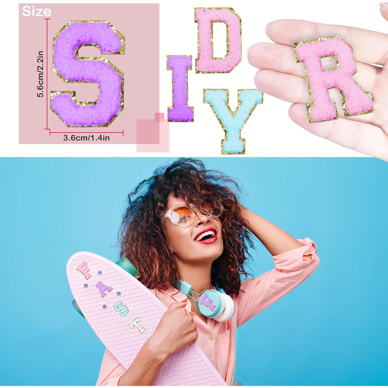 104 Parches de Letras Chenille Autoadhesivos Acrebow