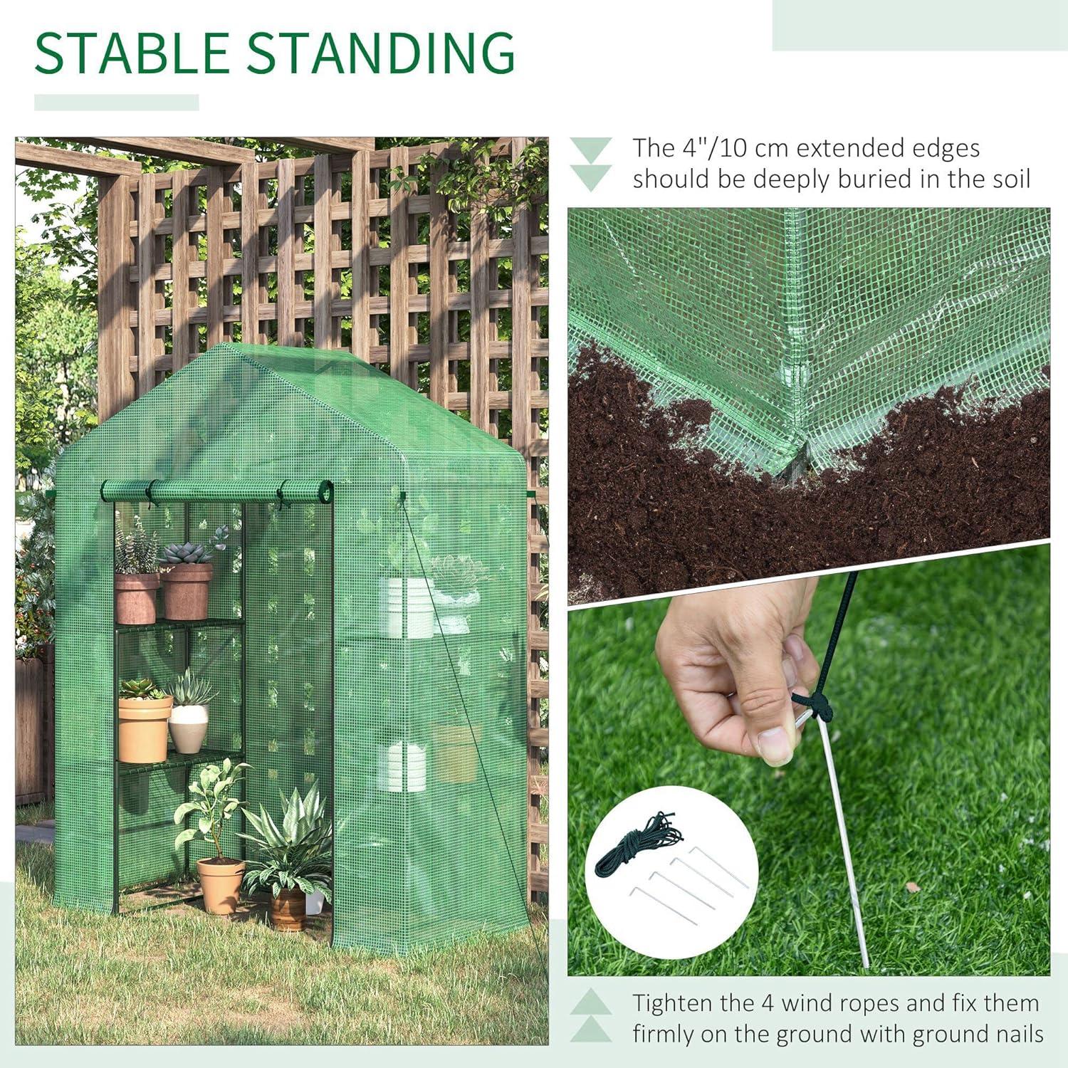 Invernadero portátil Outsunny 1.52x0.76x1.98m con 3 estantes