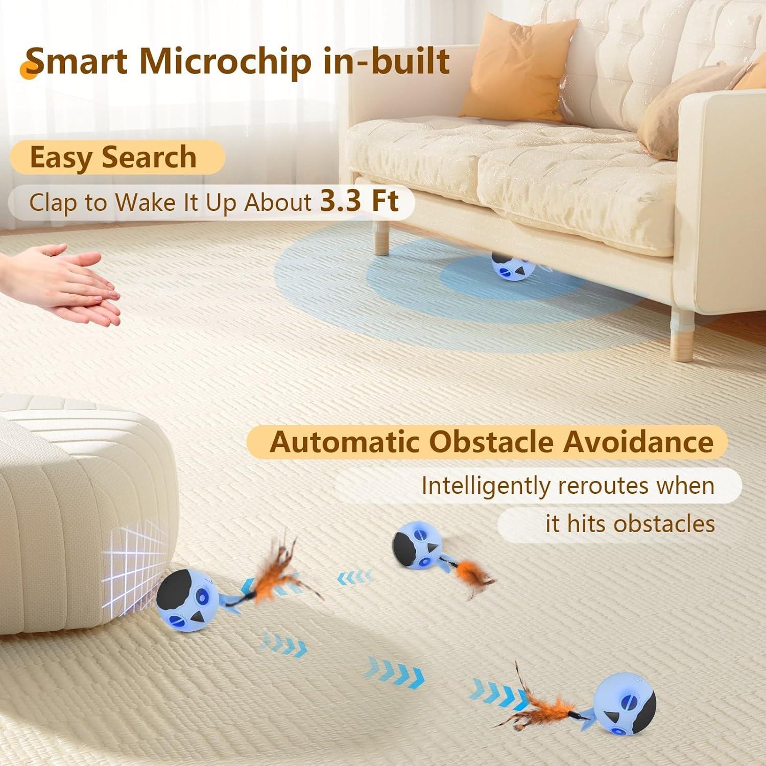 Juguete Interactivo para Gatos ORSDA T96, Bola Automática Azul