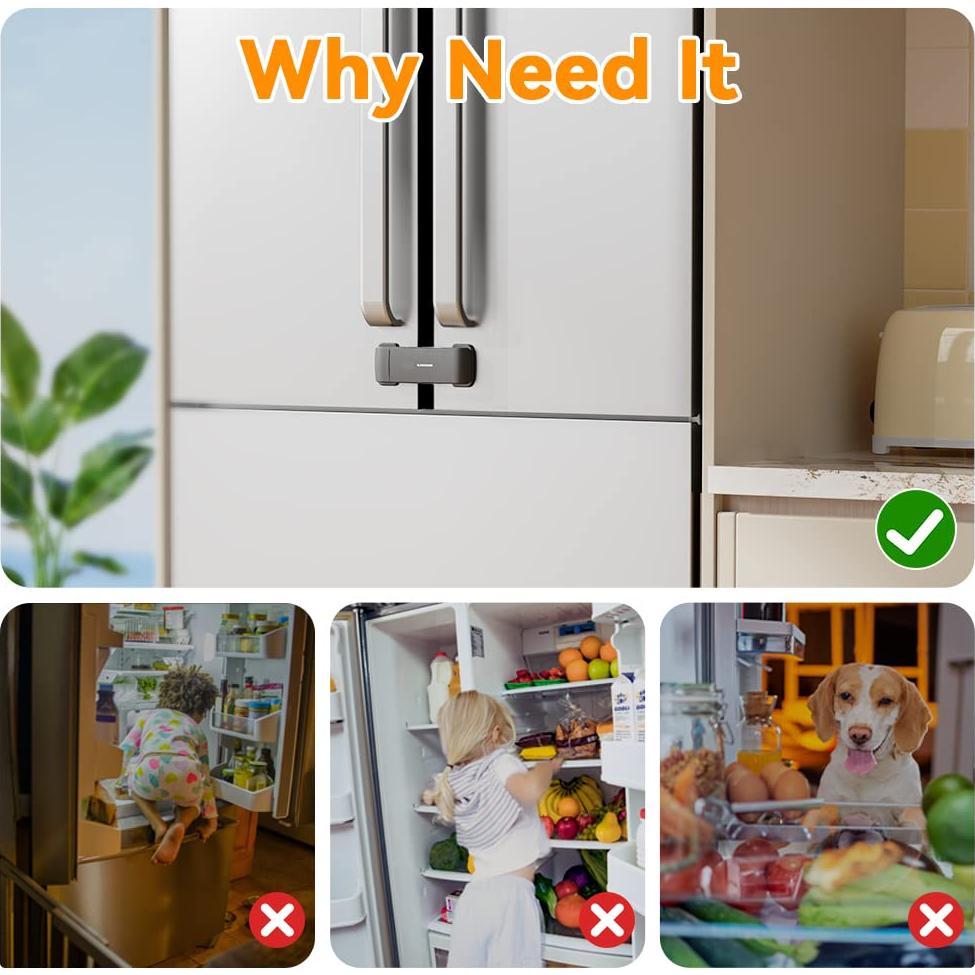 Cerradura de Refrigerador EUDEMON Negra para Puertas Francesas