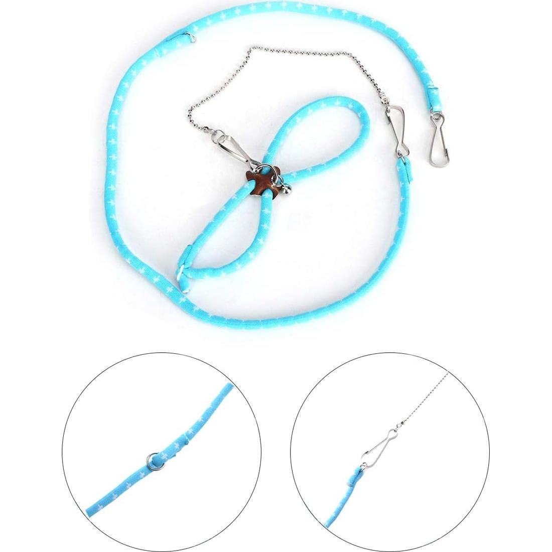 Arnés Ajustable con Campana para Ratas y Cobayas Wontee Azul