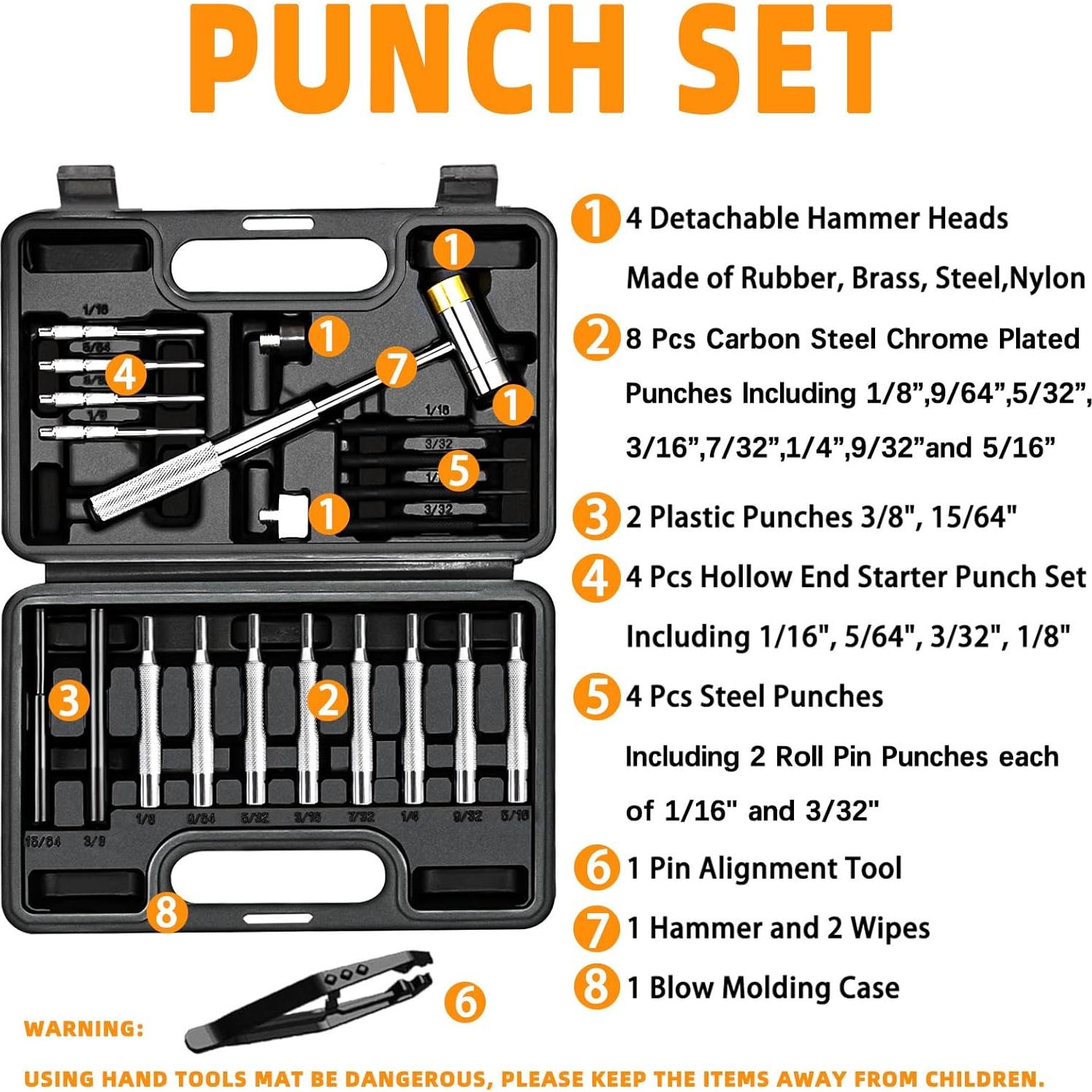 Juego de Punch BESTNULE con Martillo y Bloque de Banco