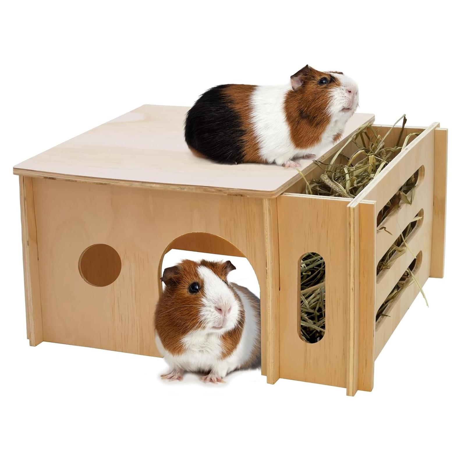 Casa de Madera Fhiny para Cobayas y Chinchillas con Comedero