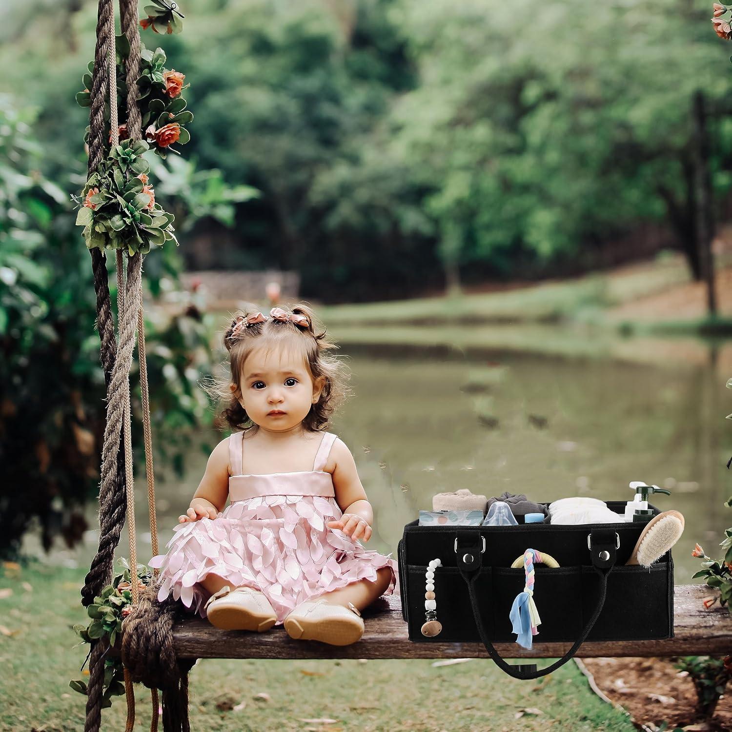 Caddy Organizador de Pañales XUANGUO Negro Grande 40.64x25.4cm