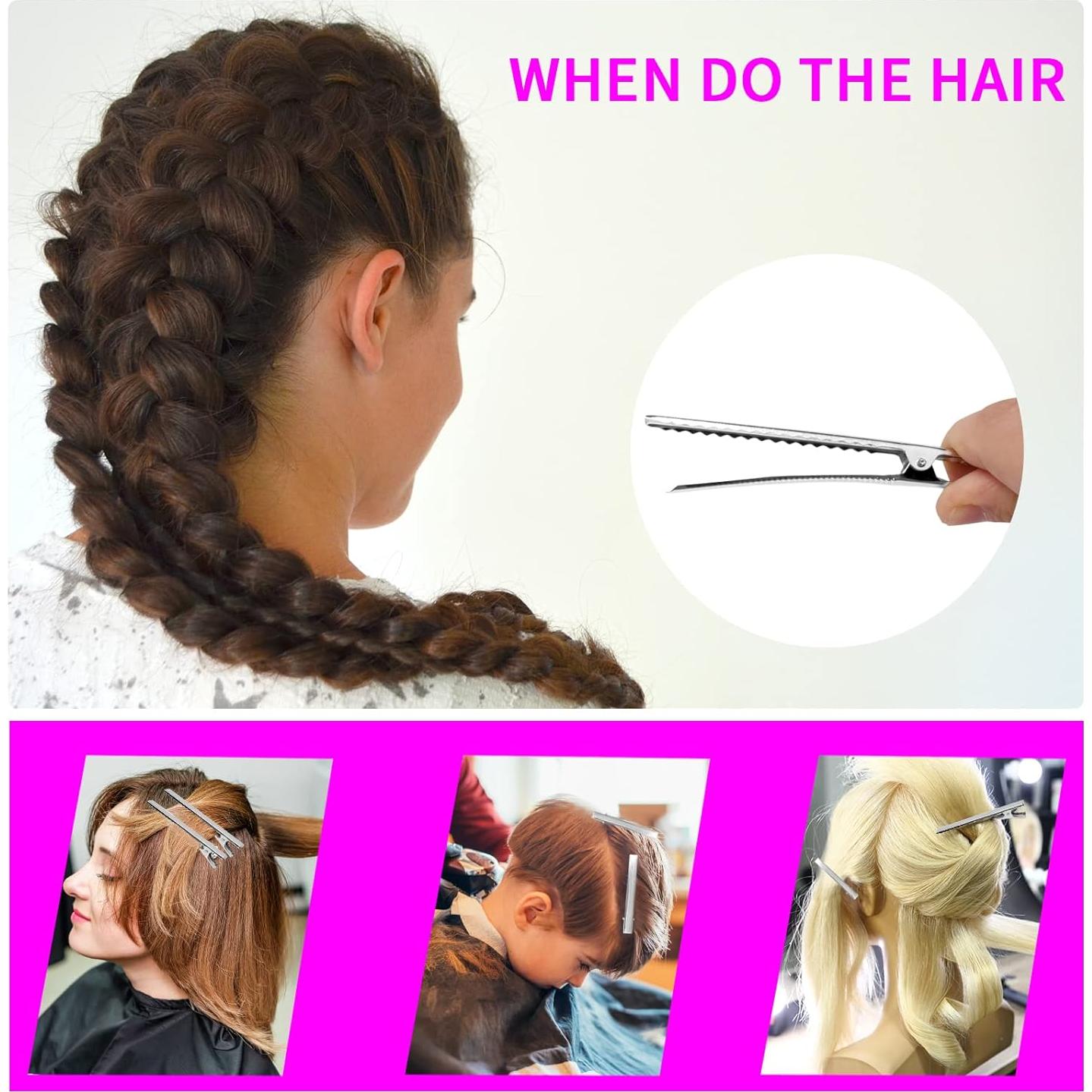 Clips de Pelo Cocodrilo WSYUB 170 Pcs Metal Plateado 4 Tamaños