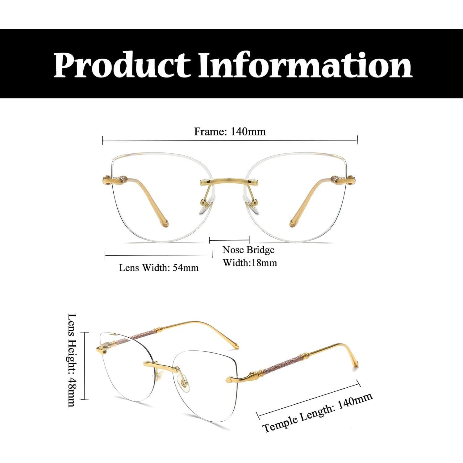 Gafas de Luz Azul LJCZKA Ojos de Gato Metal Rosa Dorado