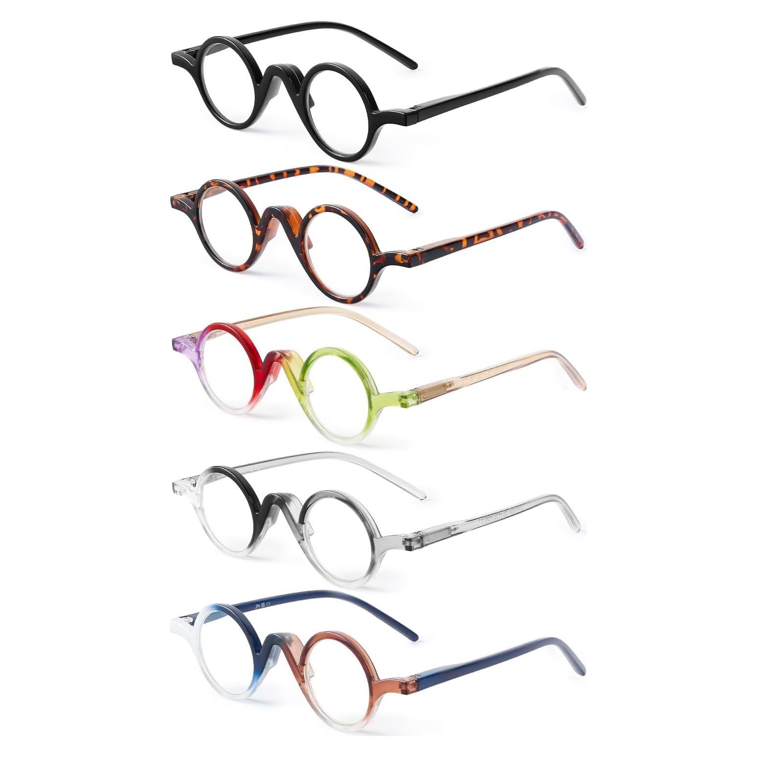 Gafas de Lectura Redondas JM - Paquete de 5 Colores 1.25x