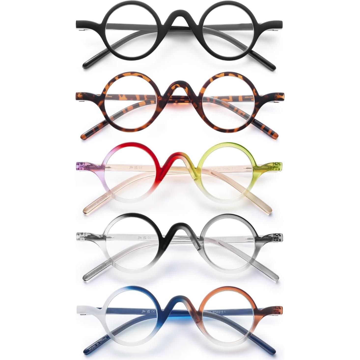 Gafas de Lectura Redondas JM - Paquete de 5 Colores 1.25x