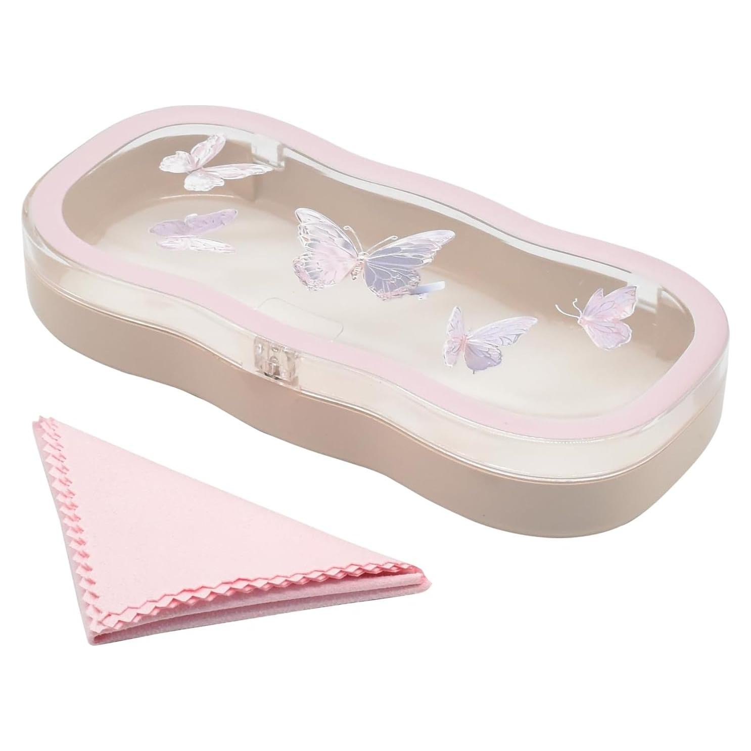 Estuche Duro para Gafas de Mujeres - Diseño Nube y Mariposa