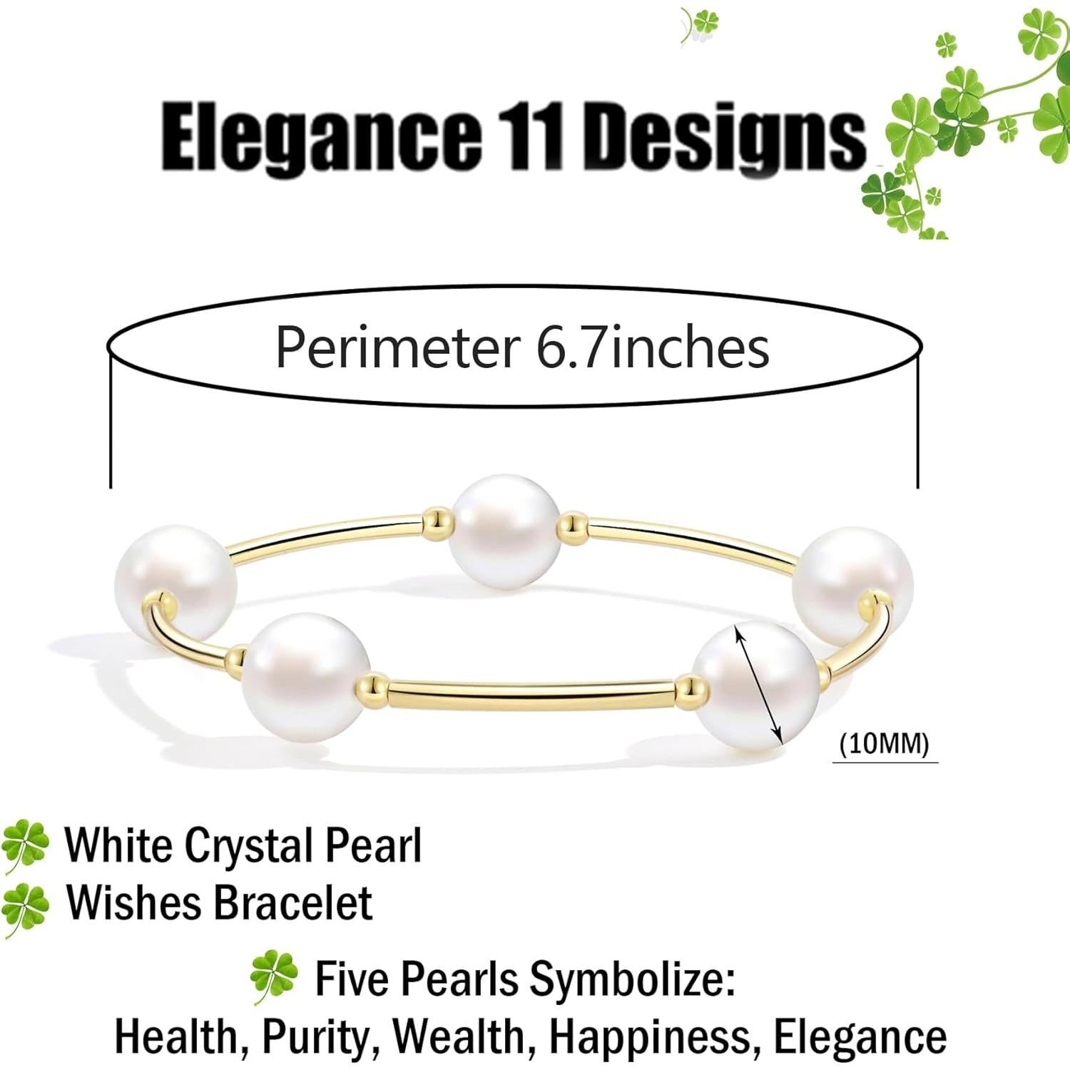 Brazalete de Perlas Blancas Elegance 11 Diseños 17.78 cm