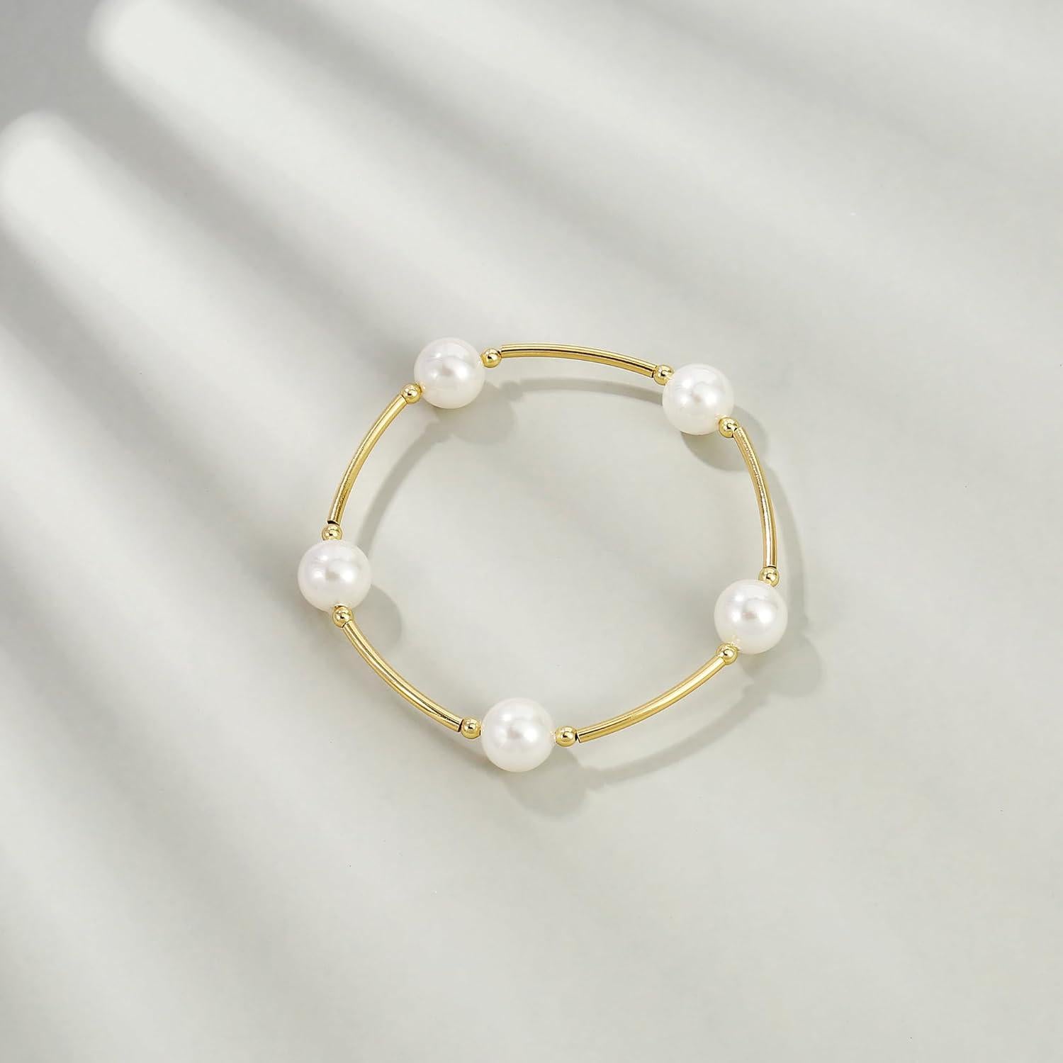 Brazalete de Perlas Blancas Elegance 11 Diseños 17.78 cm