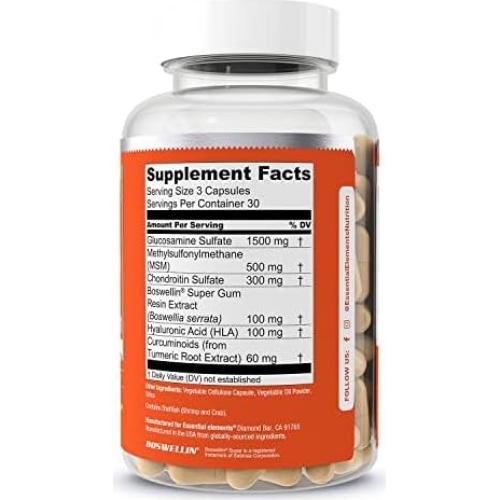 Suplemento Articular Elementos Esenciales 90 Cápsulas Glucosamina