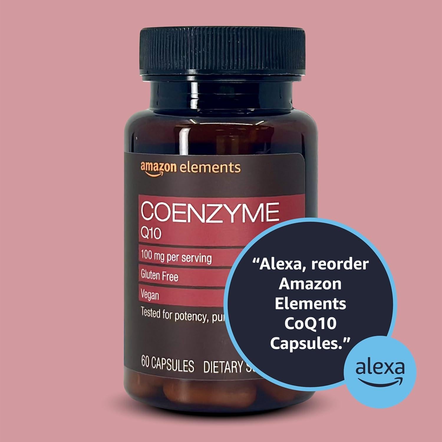 Suplemento Vegano CoQ10 100 mg Amazon Elements 60 Cápsulas