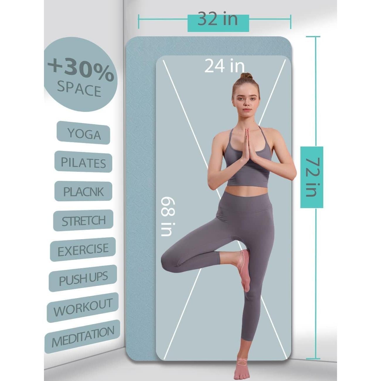 Esterilla de Yoga Antideslizante MRZZATA 182.88x81.28cm 7mm