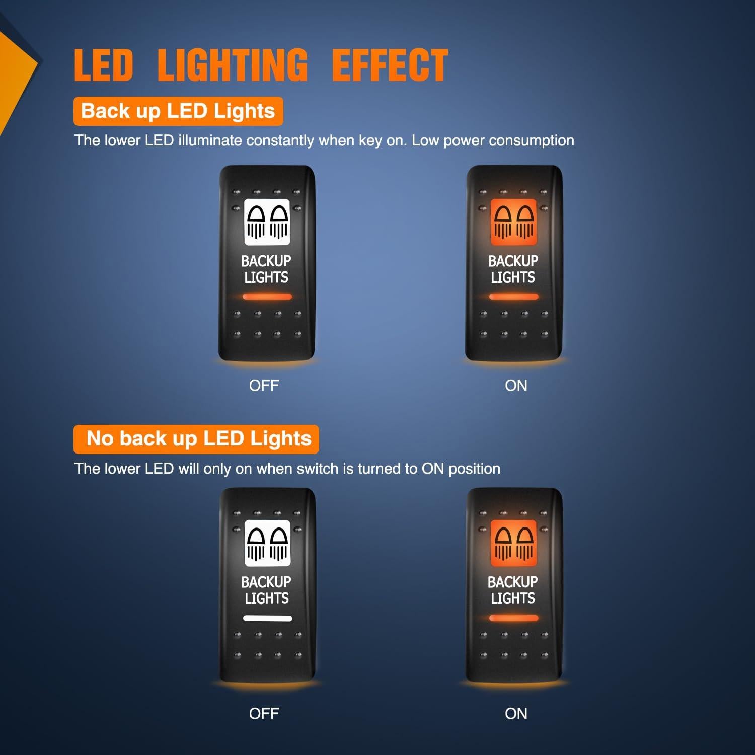 Interruptor Rocker 5 Pines Nilight para Luces de Respaldo 12V 24V