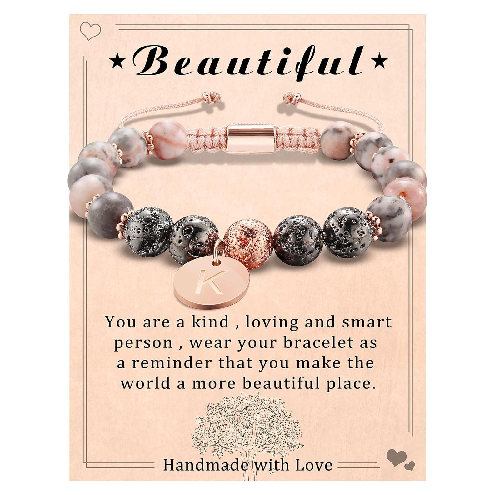 Pulsera de Iniciales Btysun para Mujeres Letra K Ajustable