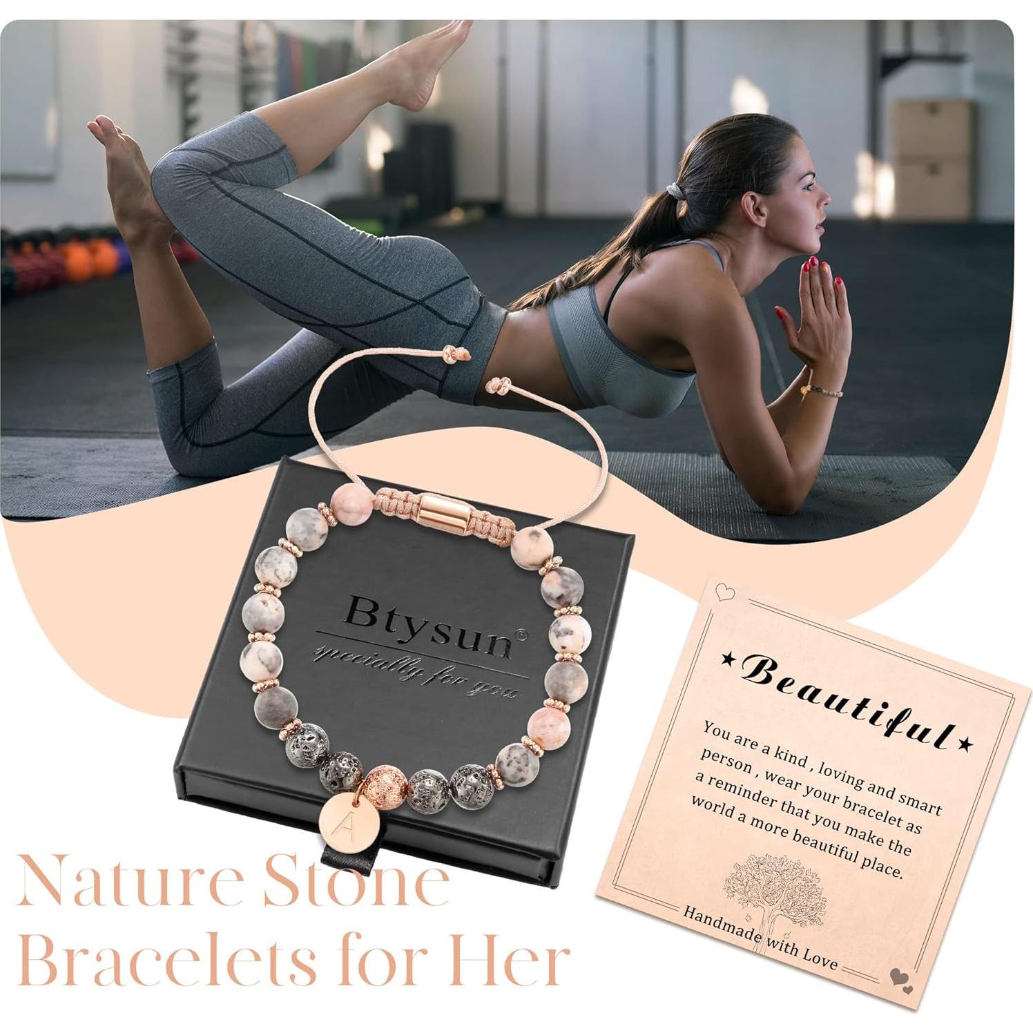 Pulsera de Iniciales Btysun para Mujeres Letra K Ajustable