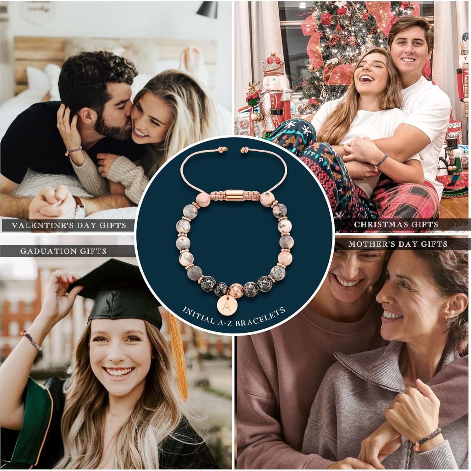 Pulsera de Iniciales Btysun para Mujeres Letra K Ajustable