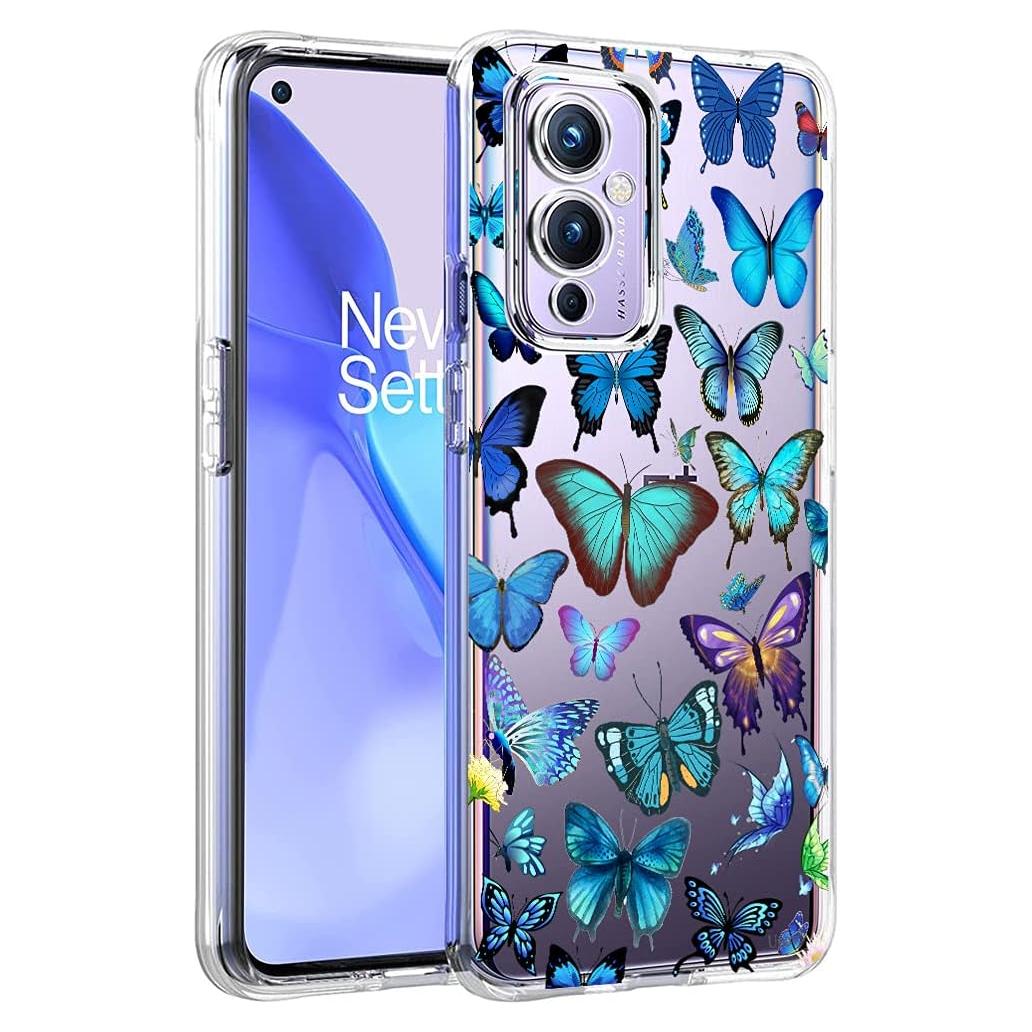 Funda Unov TPU Transparente para OnePlus 9 5G 6.5" Mariposa Azul
