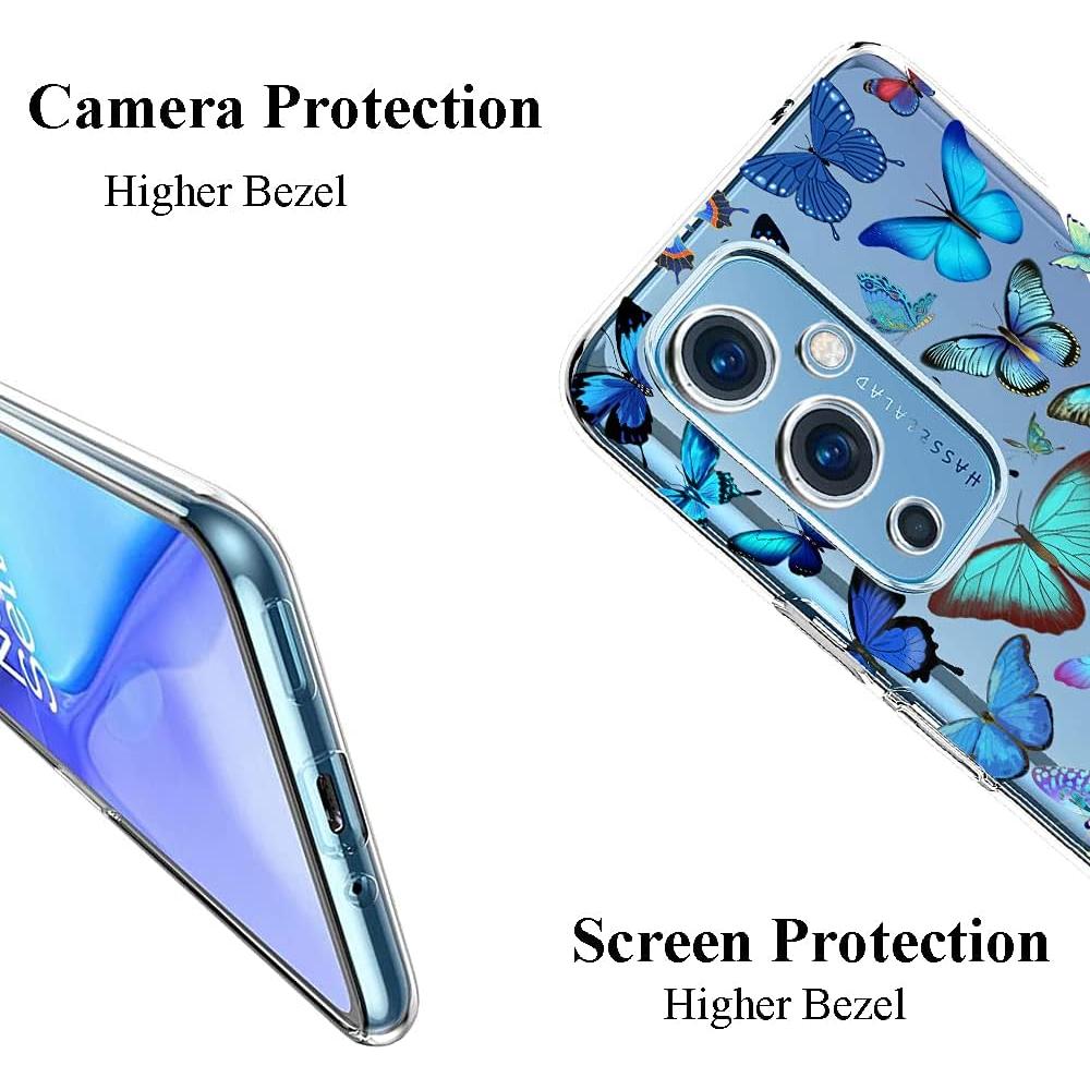 Funda Unov TPU Transparente para OnePlus 9 5G 6.5" Mariposa Azul