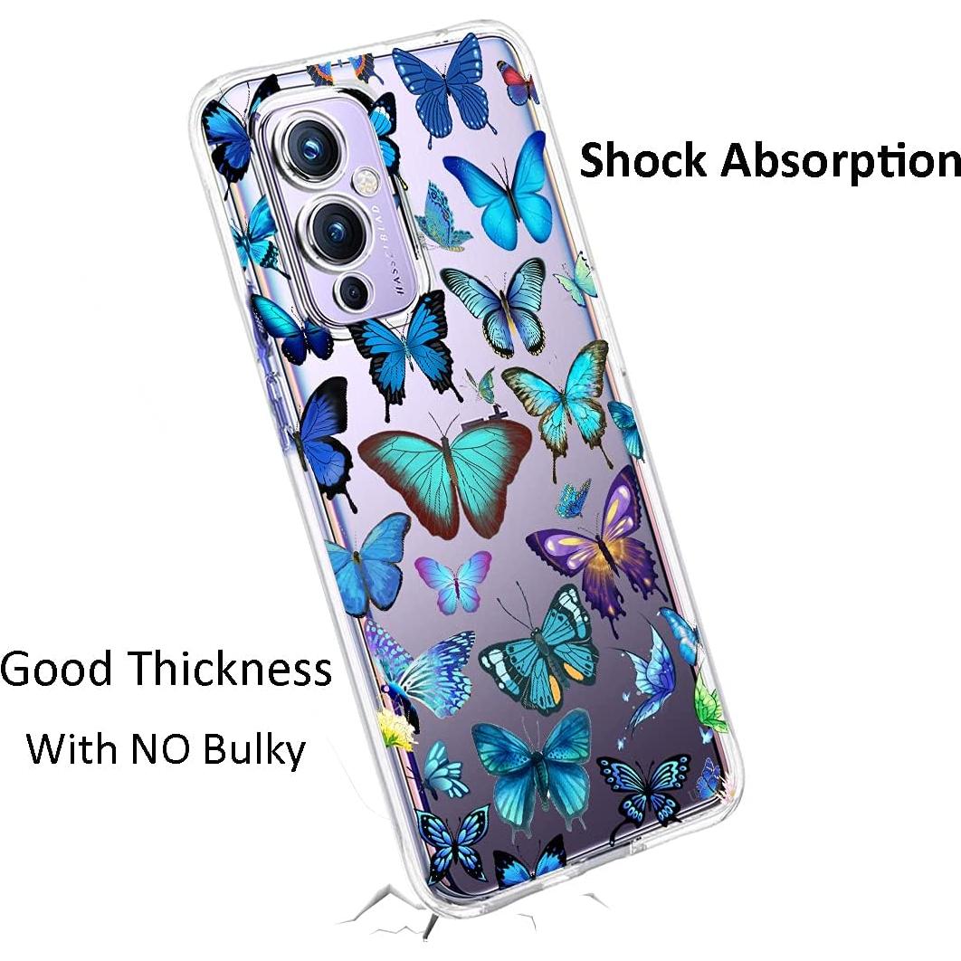 Funda Unov TPU Transparente para OnePlus 9 5G 6.5" Mariposa Azul