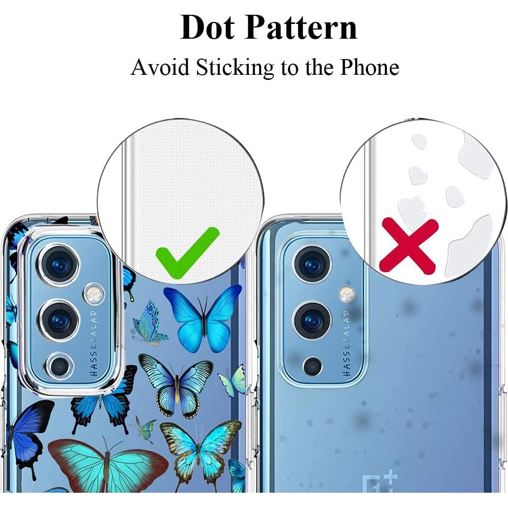 Funda Unov TPU Transparente para OnePlus 9 5G 6.5" Mariposa Azul