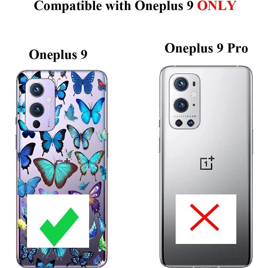 Funda Unov TPU Transparente para OnePlus 9 5G 6.5" Mariposa Azul
