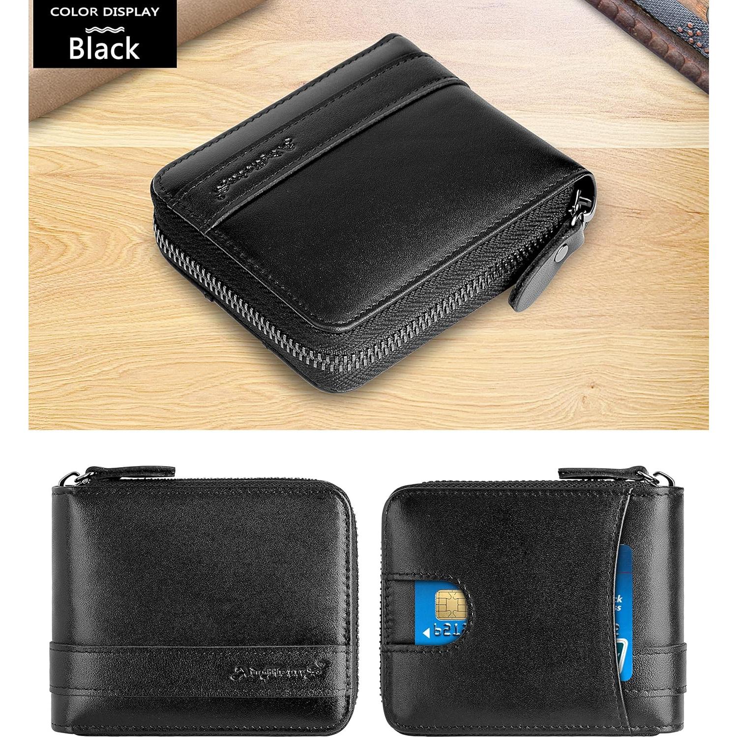 Cartera Bifold de Cuero Genuino Admetus con Bloqueo RFID