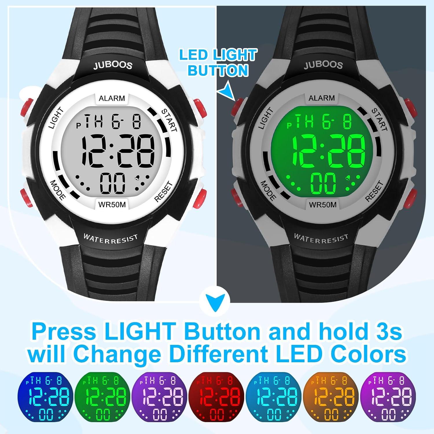 Reloj Digital Juboos para Niños 5-18 Años Impermeable LED