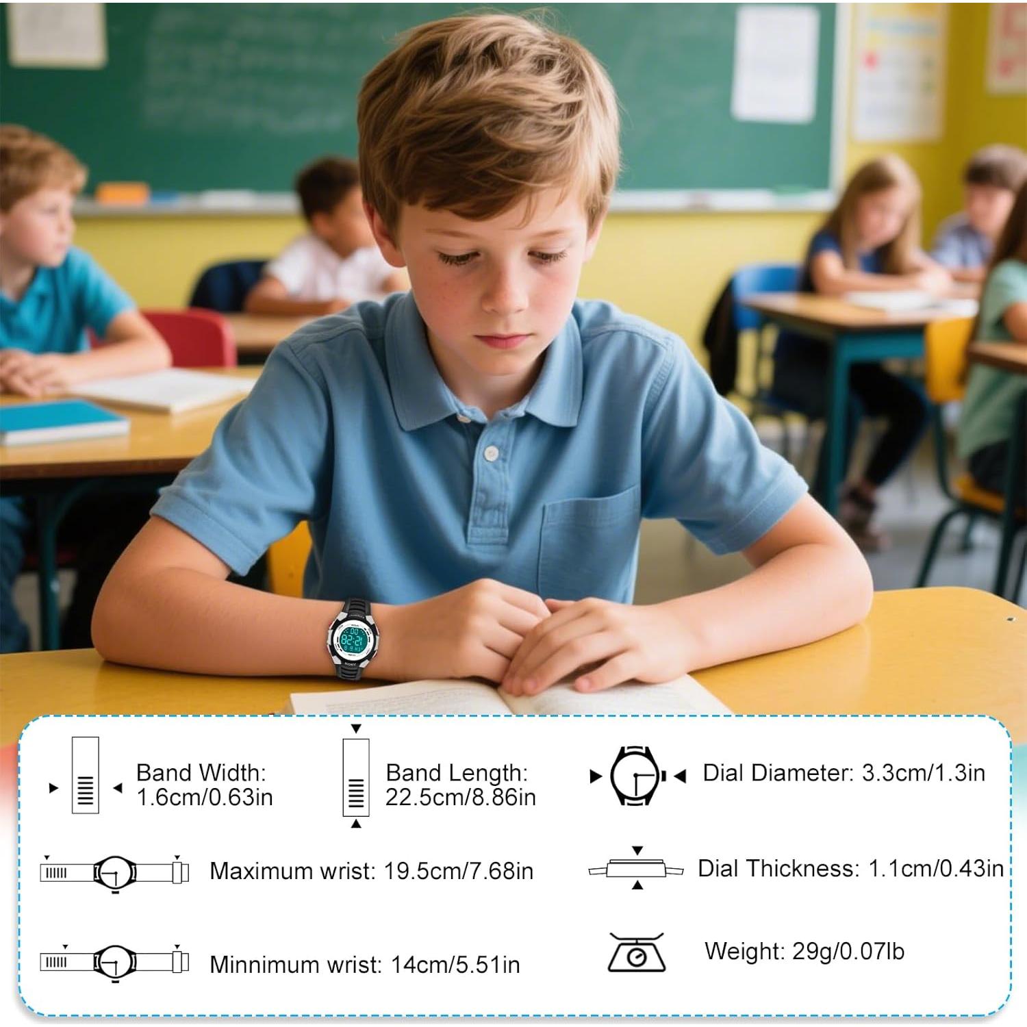 Reloj Digital Juboos para Niños 5-18 Años Impermeable LED