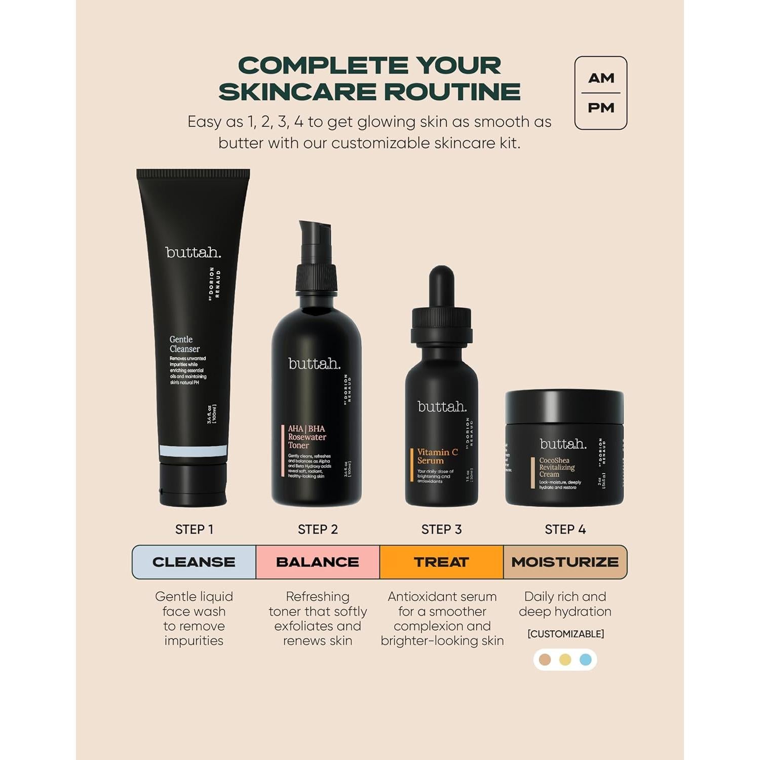 Kit de Cuidado de la Piel Buttah Skin - 5 Productos para Piel Melanina