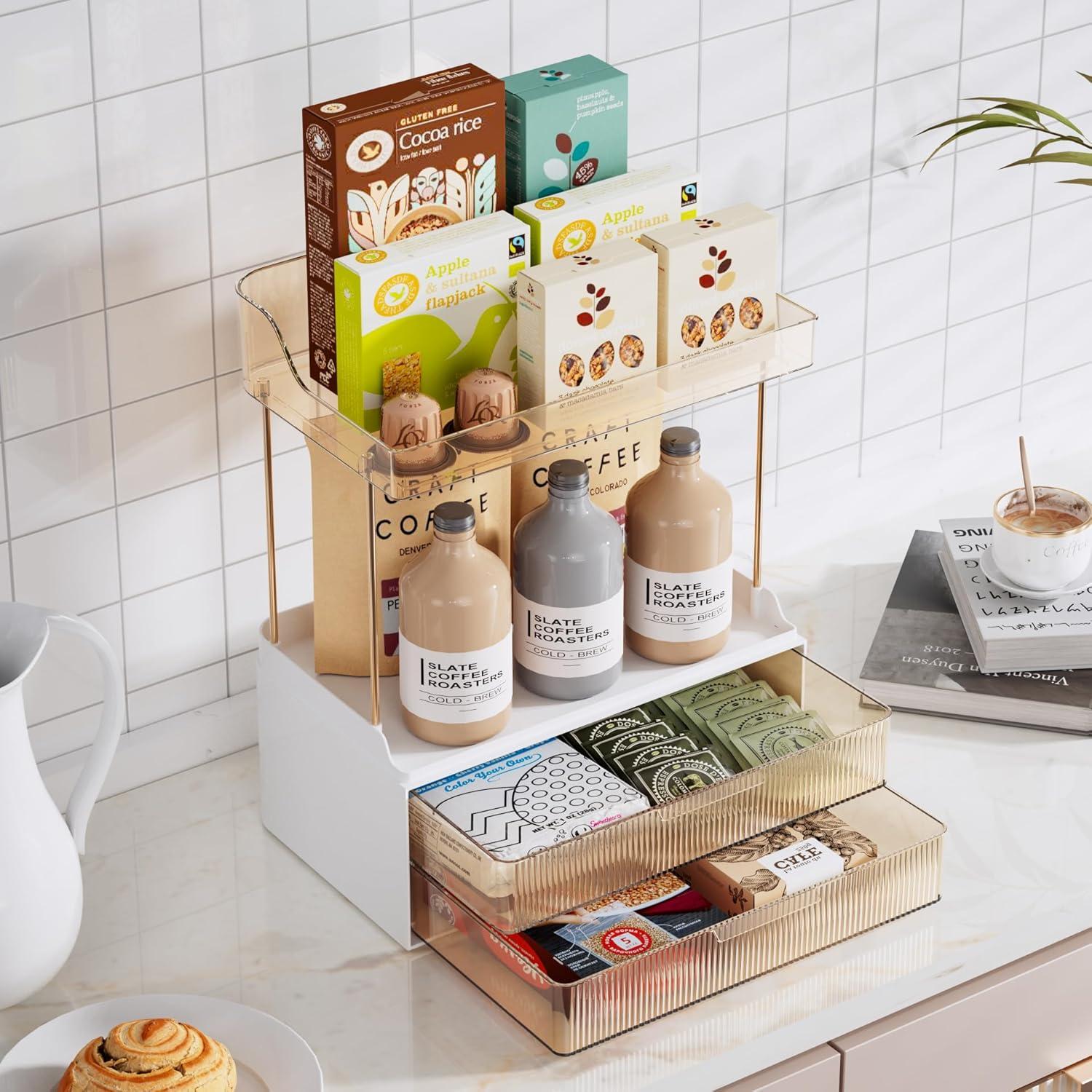 Organizador de Maquillaje Delamu 2 Cajones Ámbar 31.6x20.1x39cm