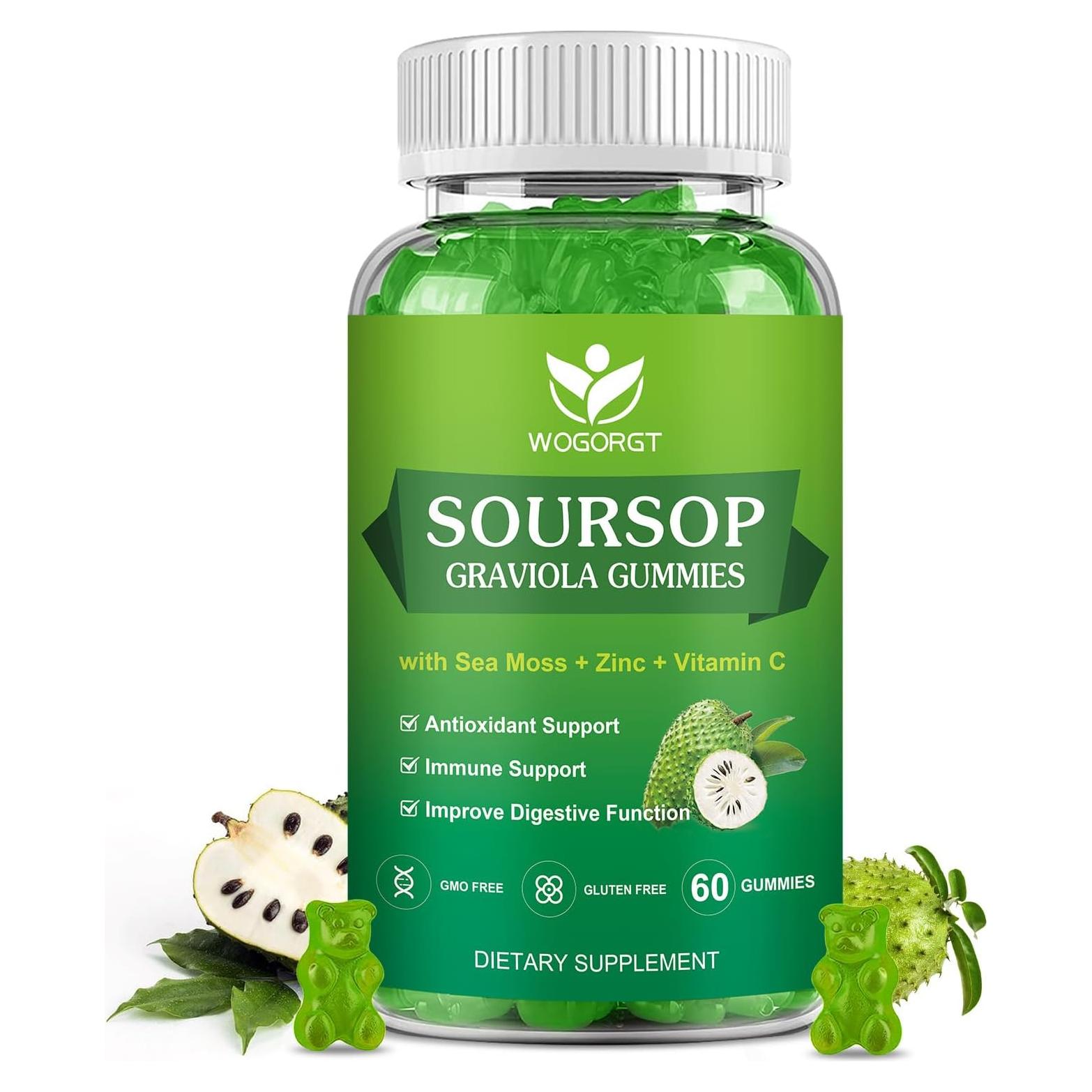 Gomitas Multivitamínicas de Graviola WOGORGT 60 Unidades Sabor Manzana