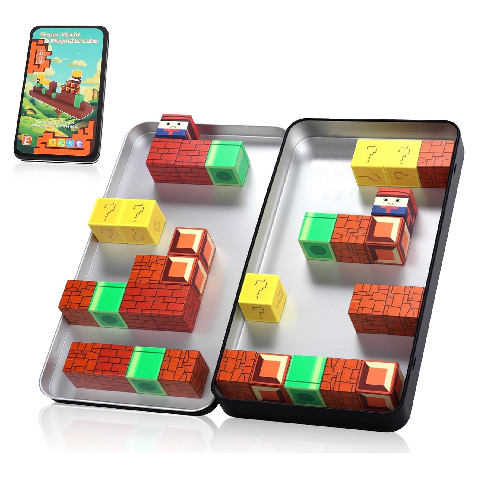 Bloques Magnéticos Mini 32PCS con Caja de Hierro - Juguete Educativo para Niños 3+