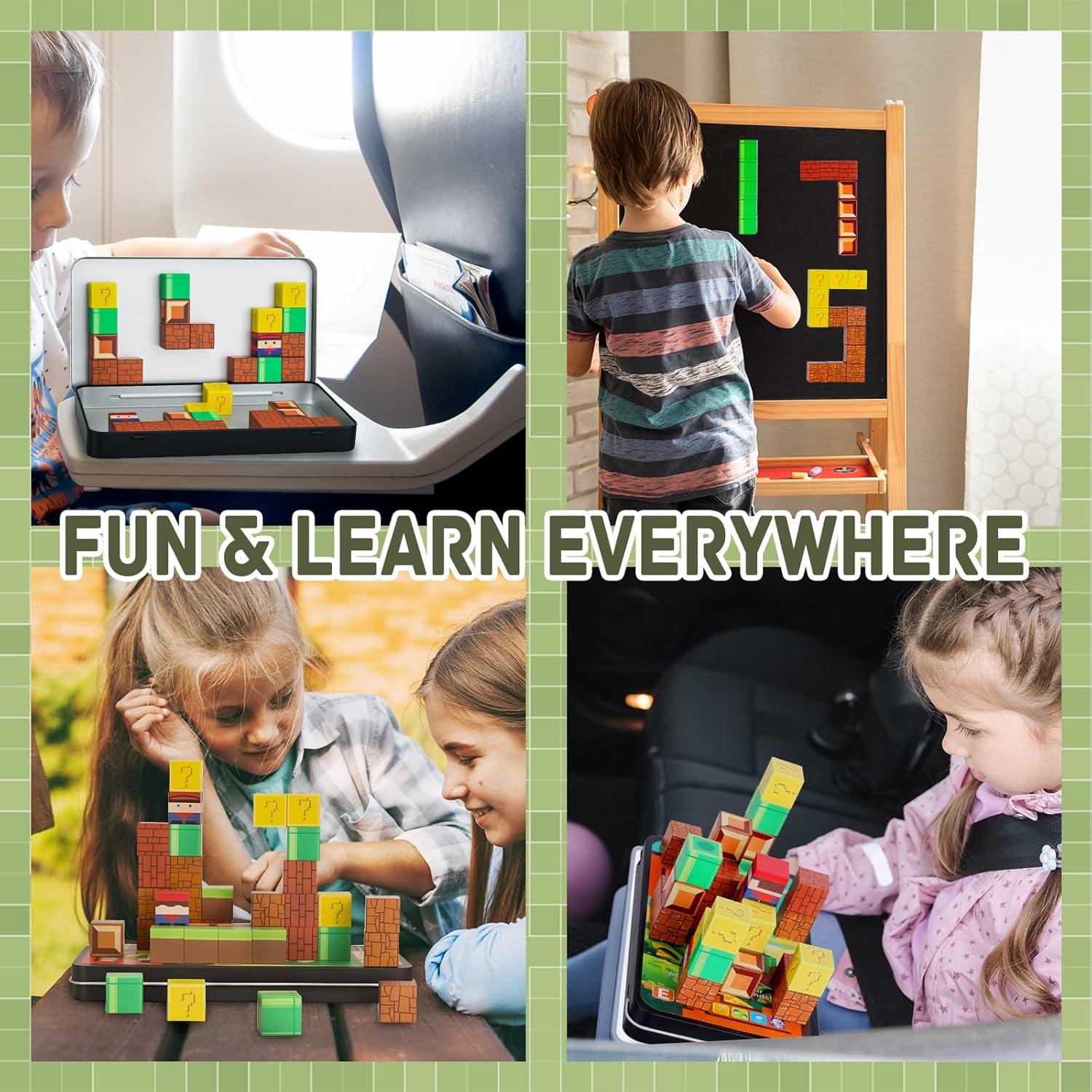 Bloques Magnéticos Mini 32PCS con Caja de Hierro - Juguete Educativo para Niños 3+