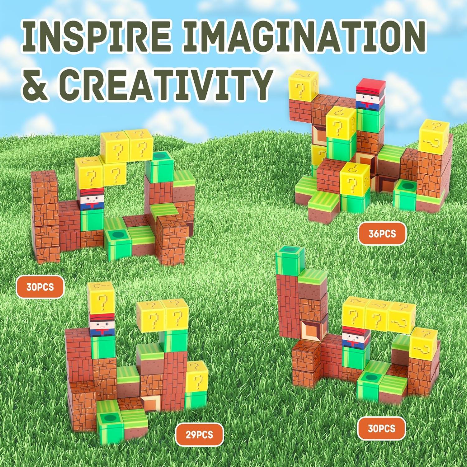 Bloques Magnéticos Mini 32PCS con Caja de Hierro - Juguete Educativo para Niños 3+