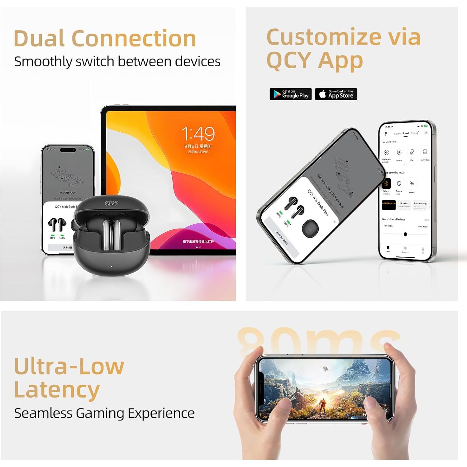 Auriculares Inalámbricos QCY MeloBuds Pro ANC 34H Bluetooth 5.3