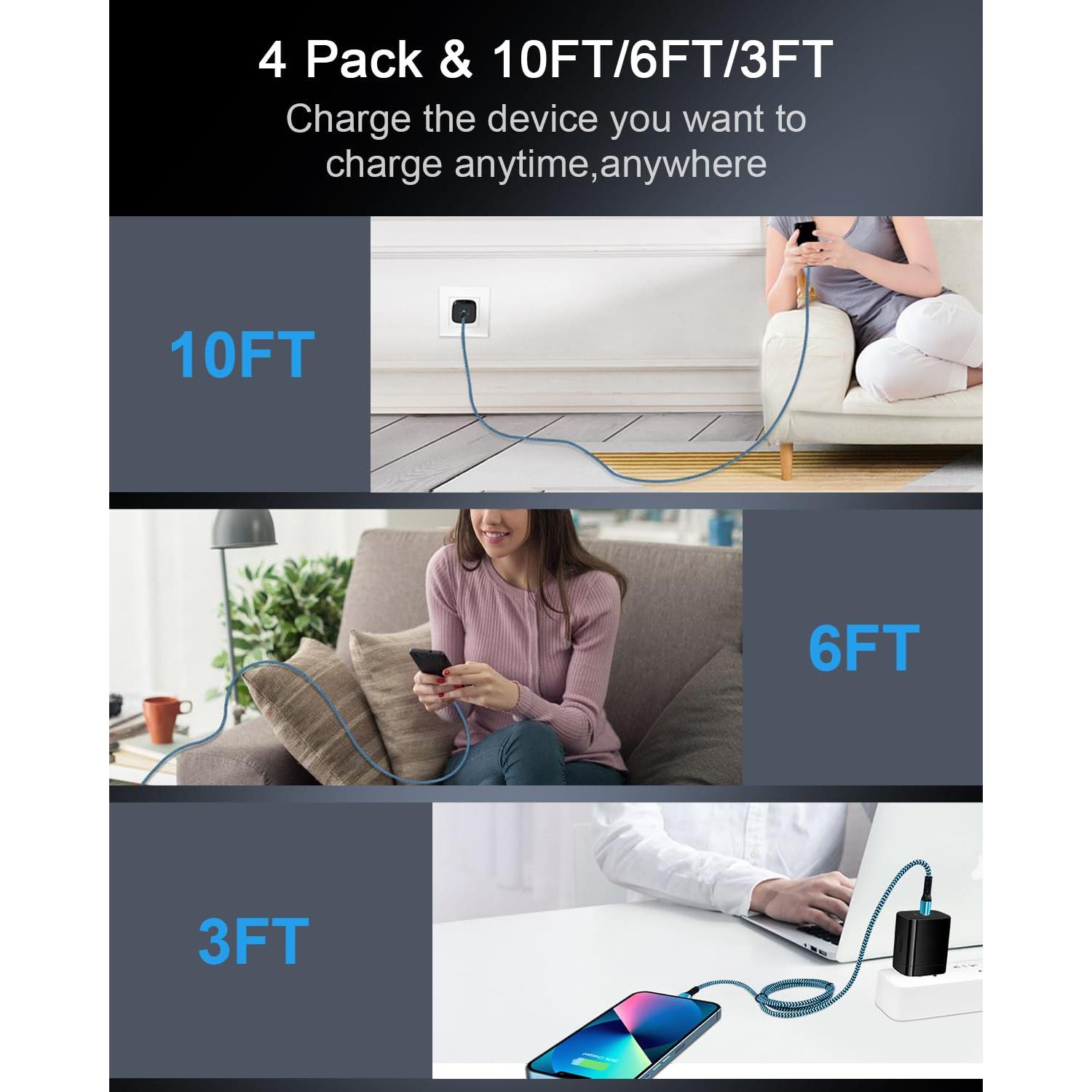 Cable USB C a Lightning 4Pack 0.91m Haoano Carga Rápida