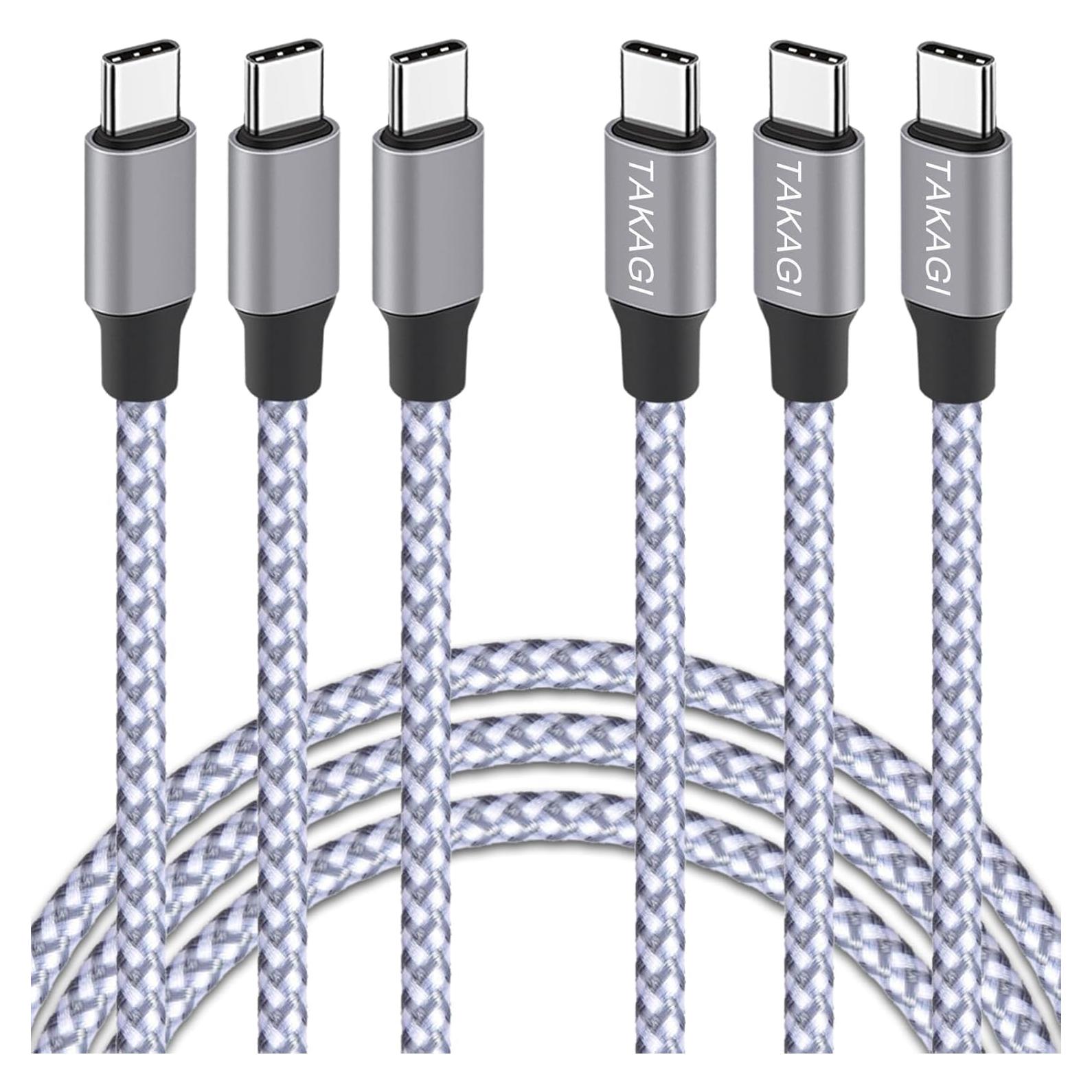 Cable USB C a USB C 60W TAKAGI 0.91m Carga Rápida 3 Pack