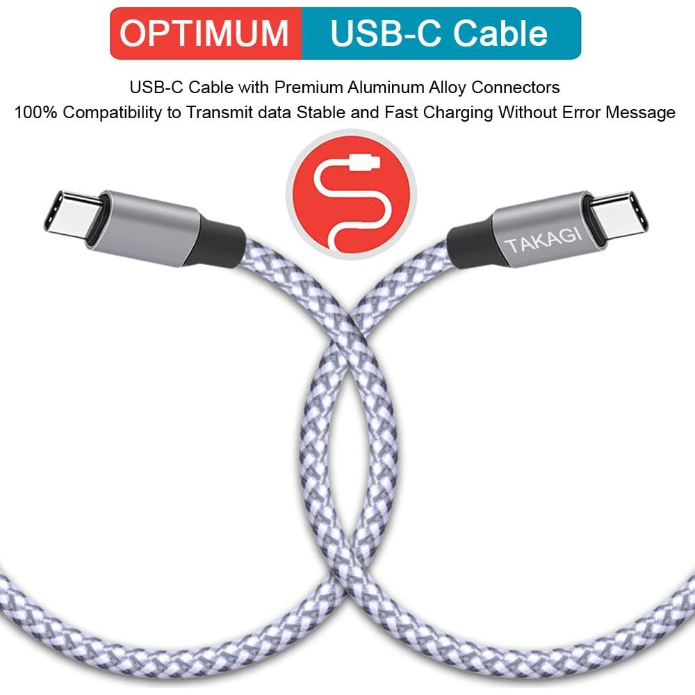 Cable USB C a USB C 60W TAKAGI 0.91m Carga Rápida 3 Pack