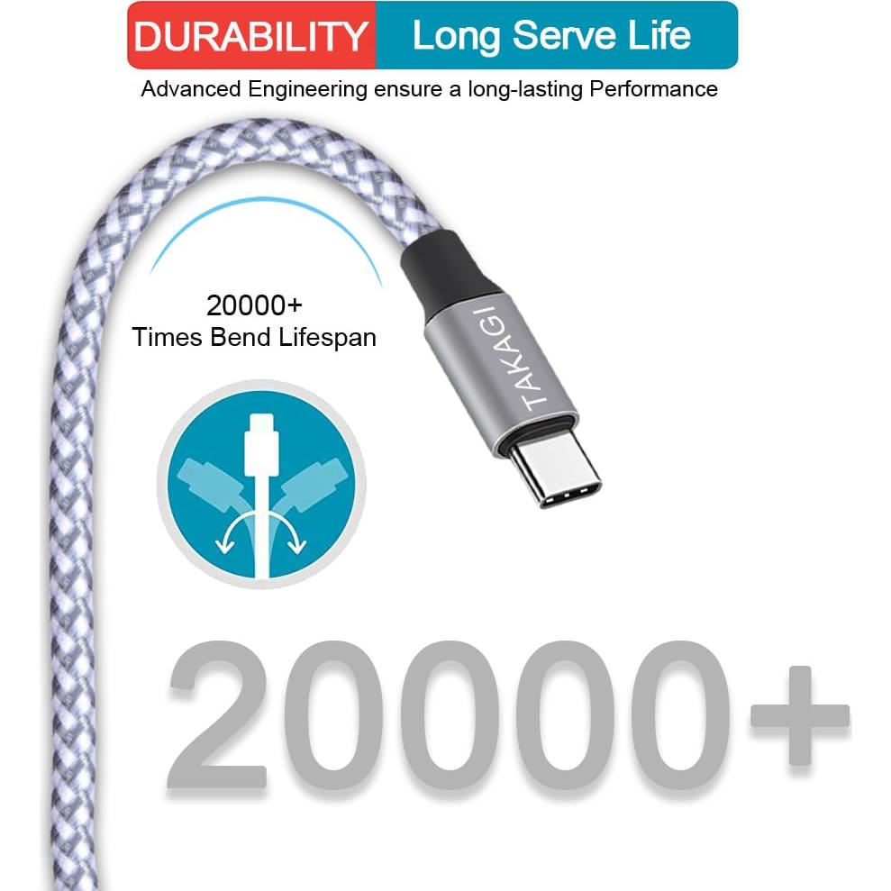 Cable USB C a USB C 60W TAKAGI 0.91m Carga Rápida 3 Pack