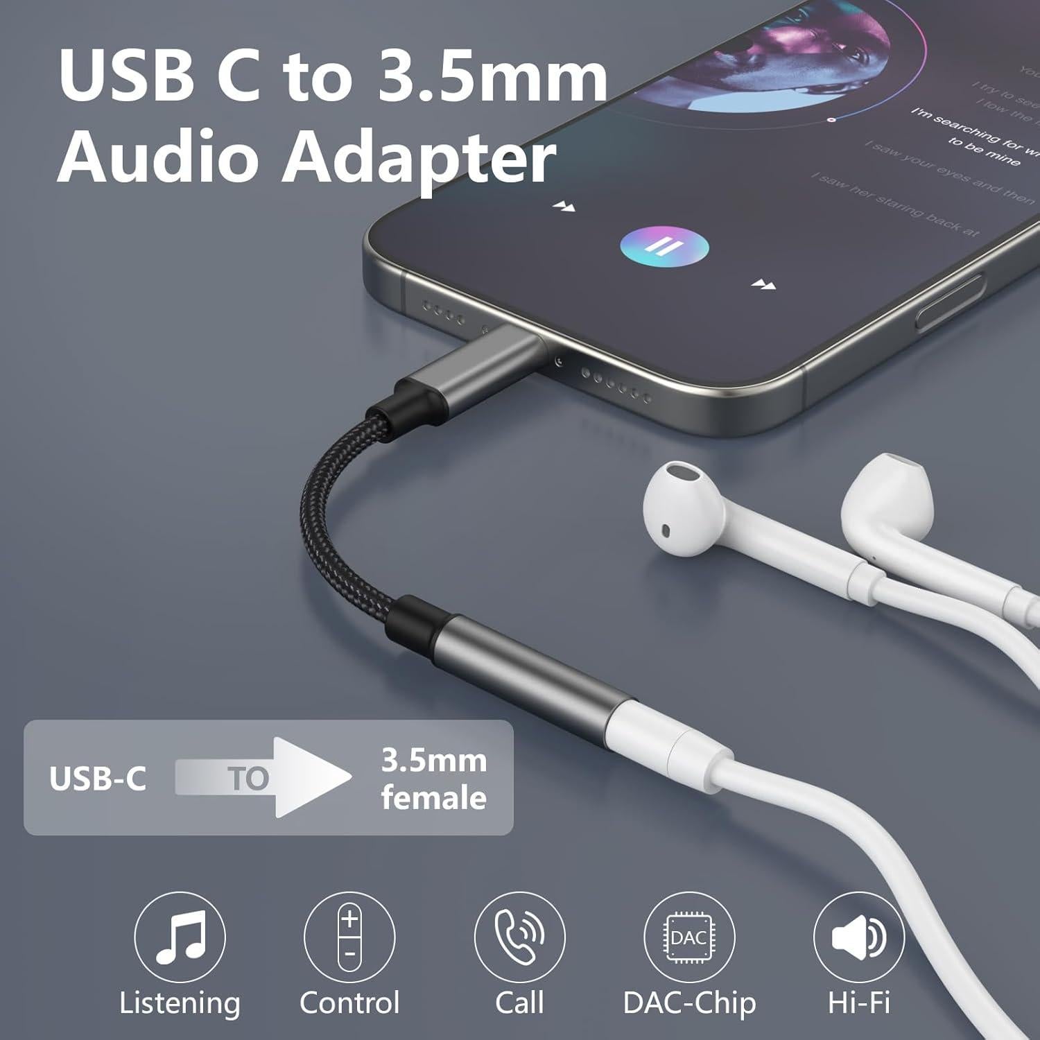 Adaptador USB C a 3.5mm DESOFICON - Paquete de 2, Audio Hi-Fi