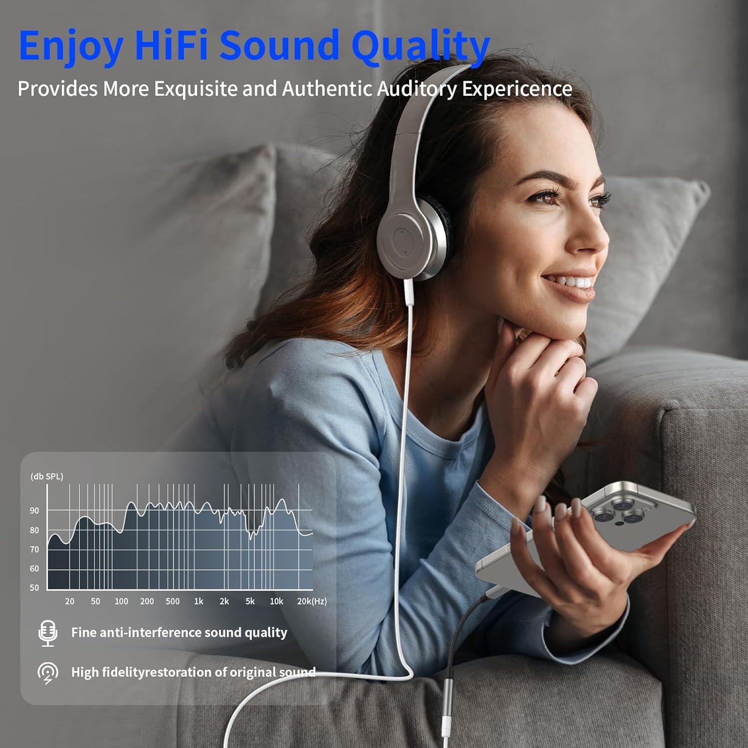 Adaptador USB C a 3.5mm DESOFICON - Paquete de 2, Audio Hi-Fi