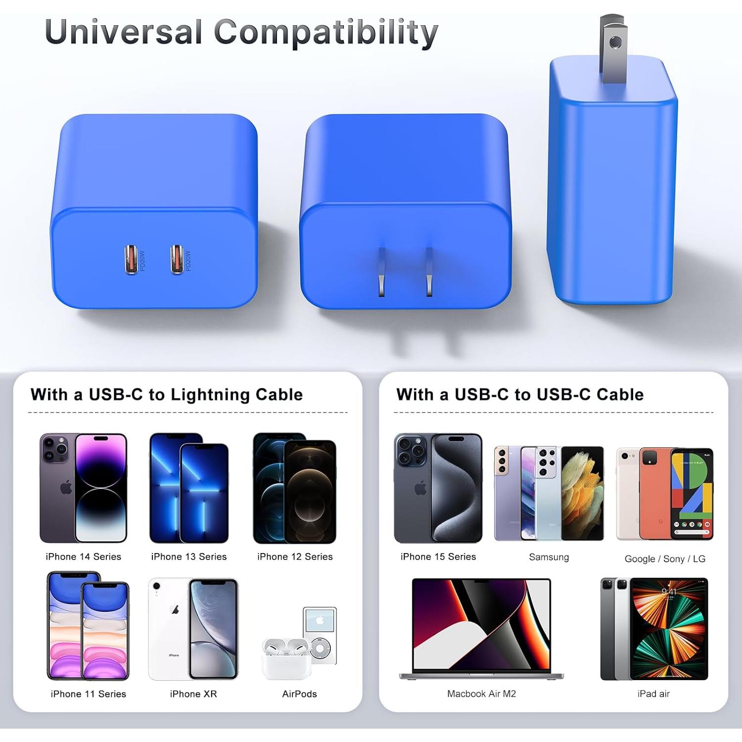 Cargador Dual USB C 40W Susnwere - Adaptador Rápido 2 Puertos