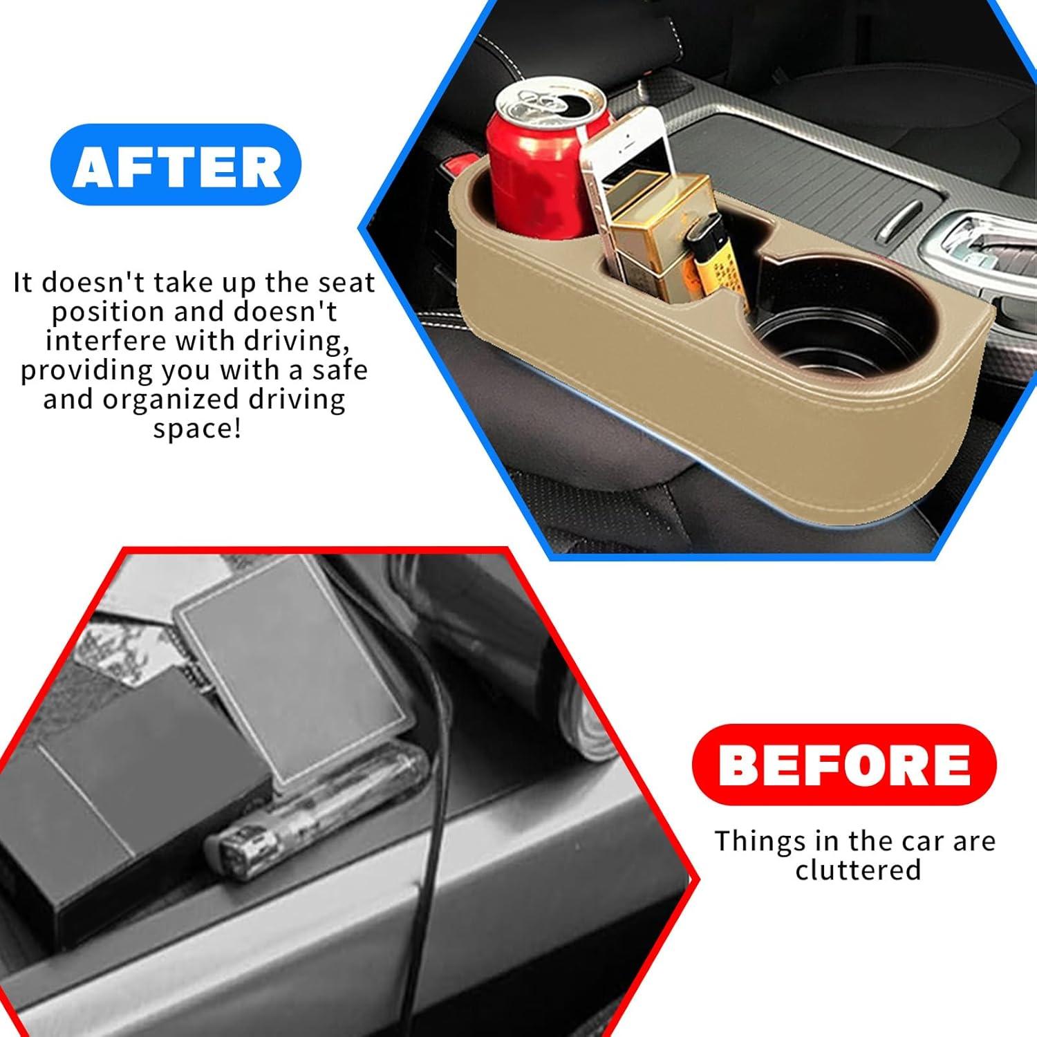 Soporte para Taza de Coche Piburth Beige, Organizador Multifuncional