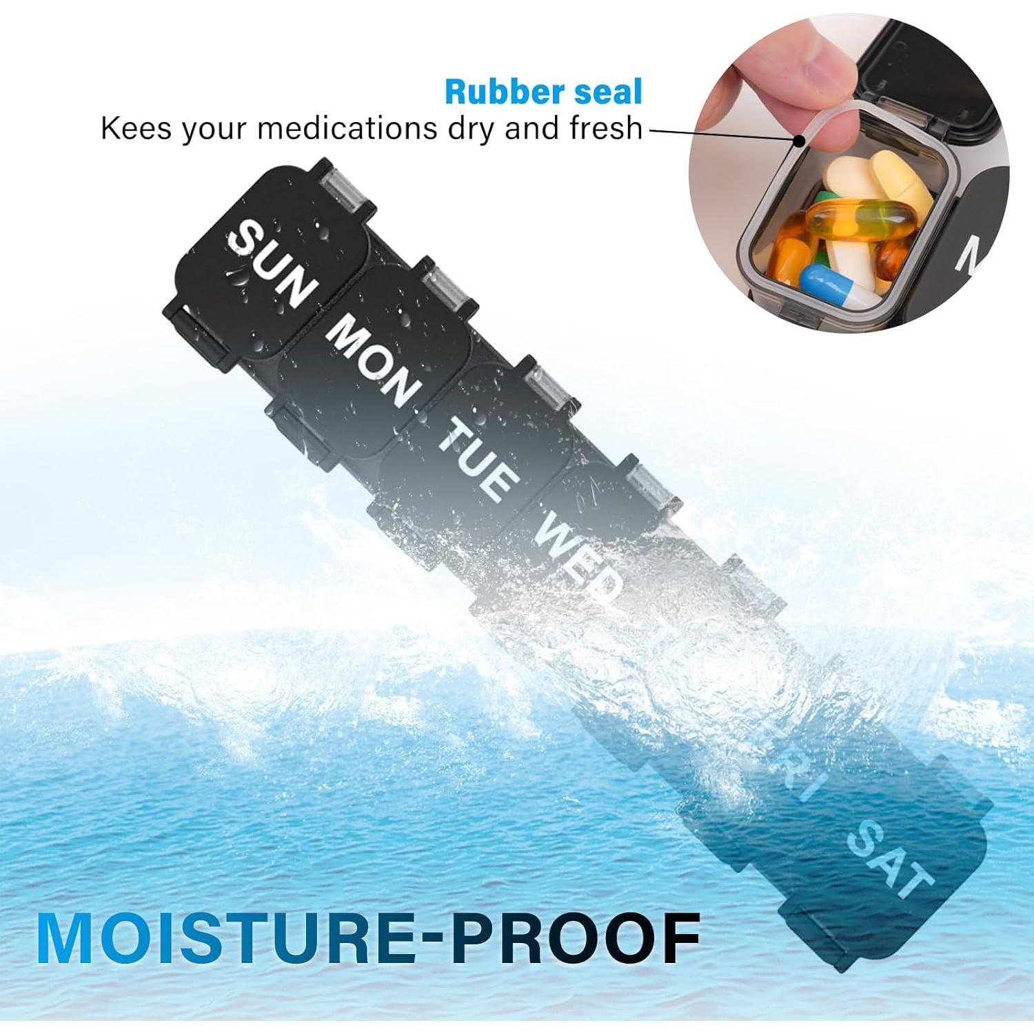 Organizador de Pastillas Semanal Toollygozz XL Negro - 7 Compartimentos Desmontables